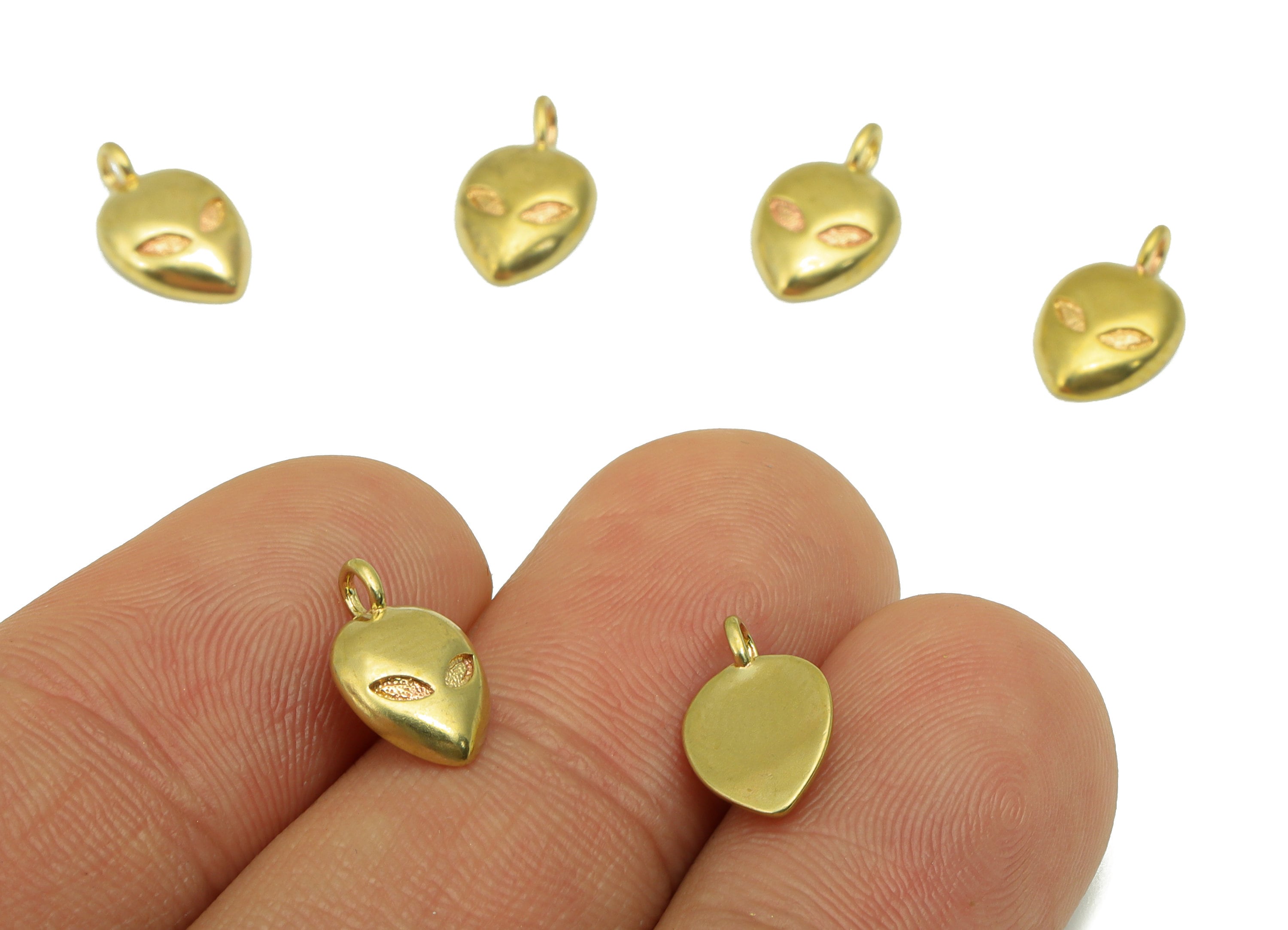 Brass Grimace Charm - Raw Brass Mini Alien Earring Charm - Alien Pendant  - For Earring Making -For Necklace -11 x7 x1.91mm-PP8440 - DOMEDBAZAAR