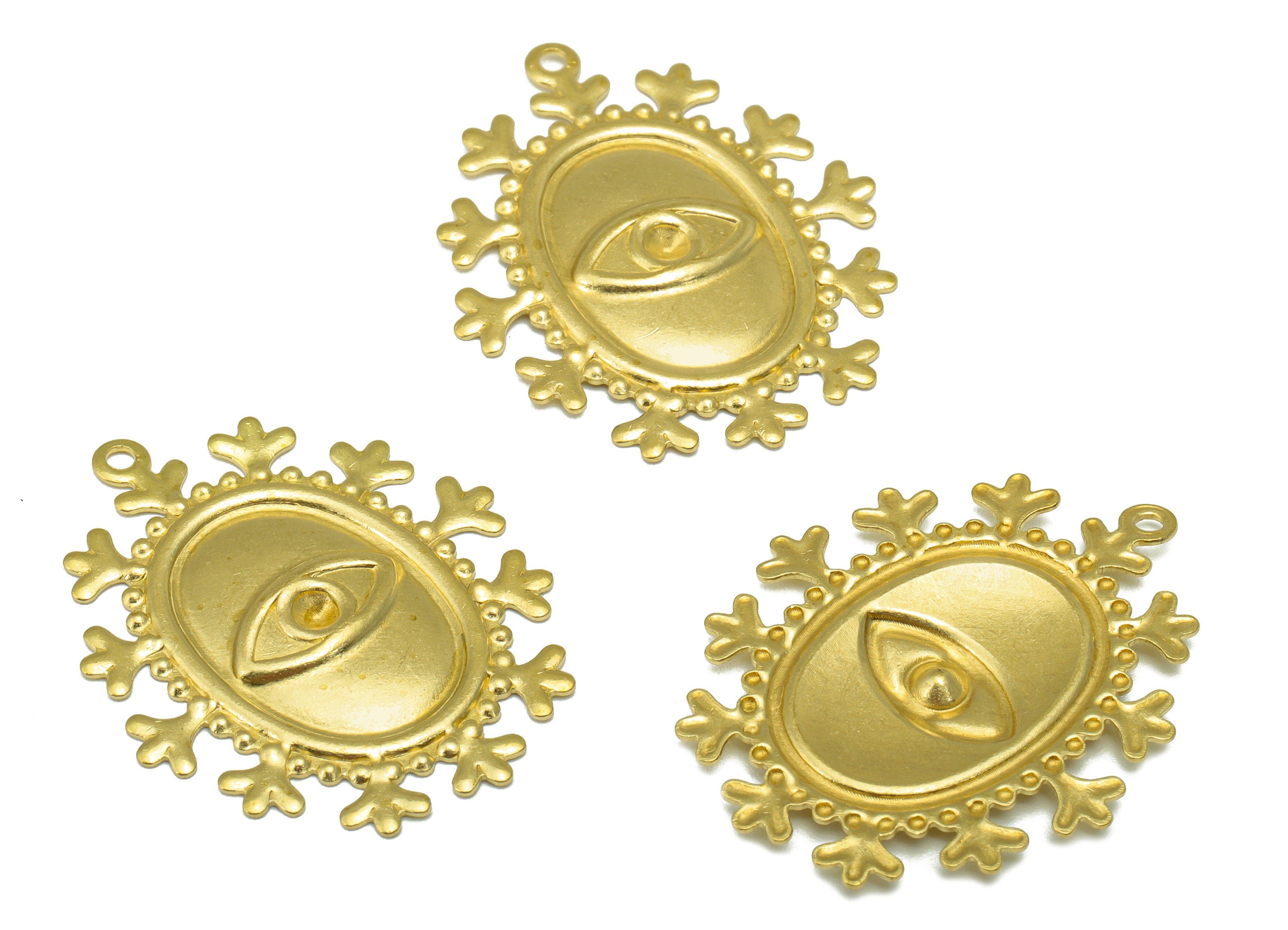 Brass Ellipse Earring Charms - Raw Brass Eye Charm - Brass Lace Charm - Jewelry Making Supplies - 30.78 x 24.96 x 0.78mm- PP8197 - DOMEDBAZAAR