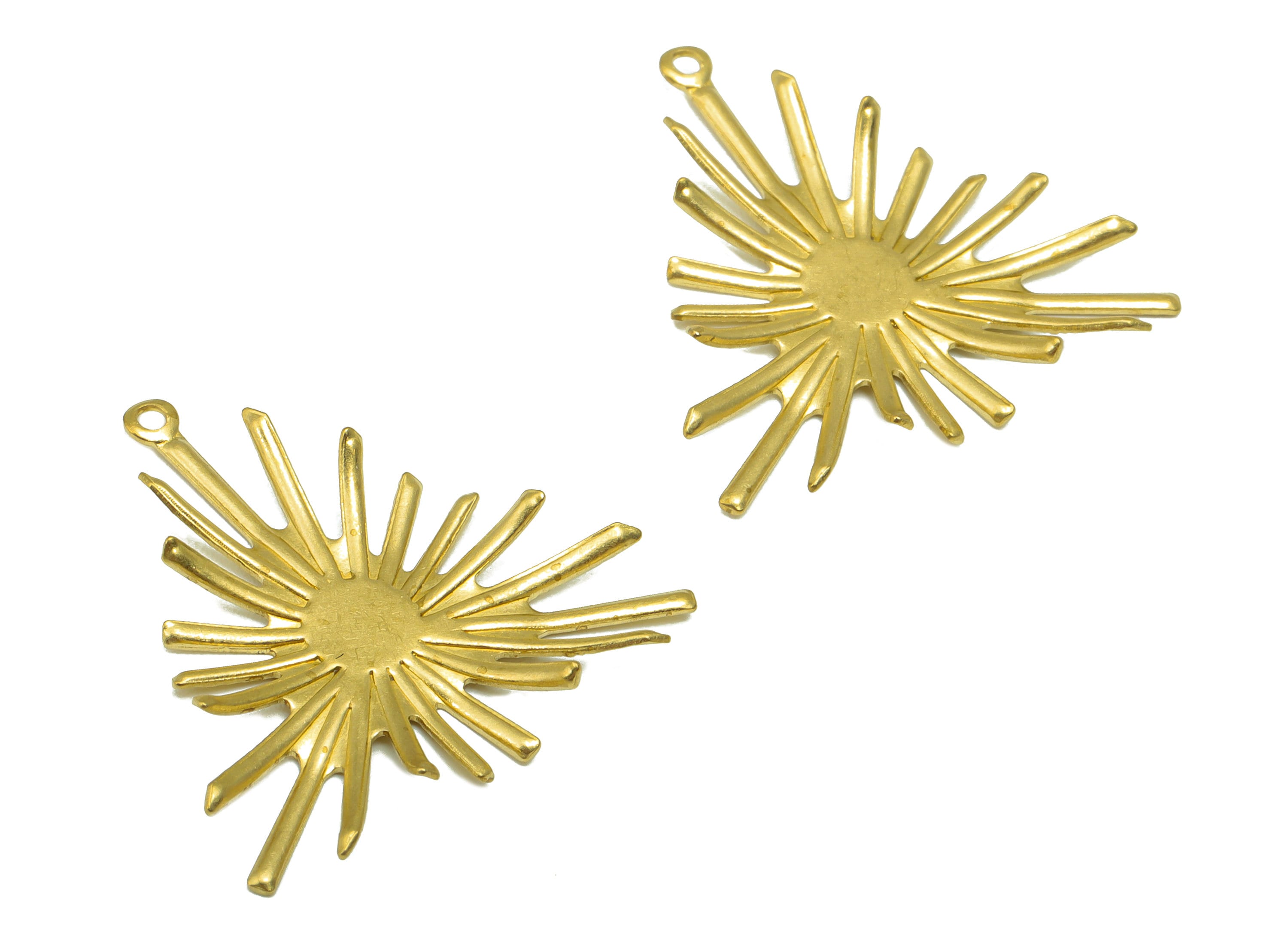 Brass Triangle Earring - Brass Radial Geometry Pendant - Brass Fringe Earring Charm- For Necklace -For Pendant- 27.76 x 27x 0.98mm - PP8516 - DOMEDBAZAAR