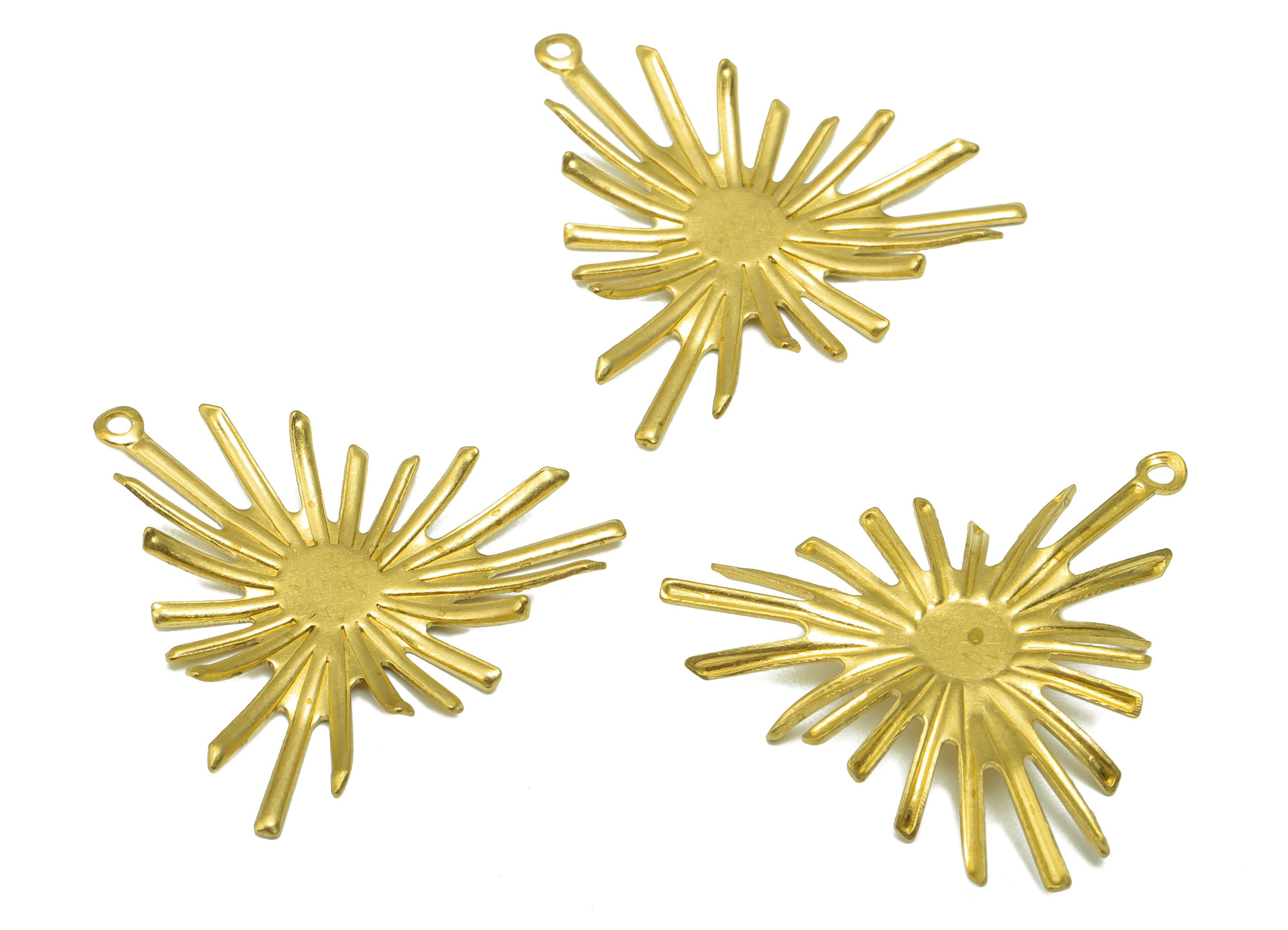 Brass Triangle Earring - Brass Radial Geometry Pendant - Brass Fringe Earring Charm- For Necklace -For Pendant- 27.76 x 27x 0.98mm - PP8516 - DOMEDBAZAAR