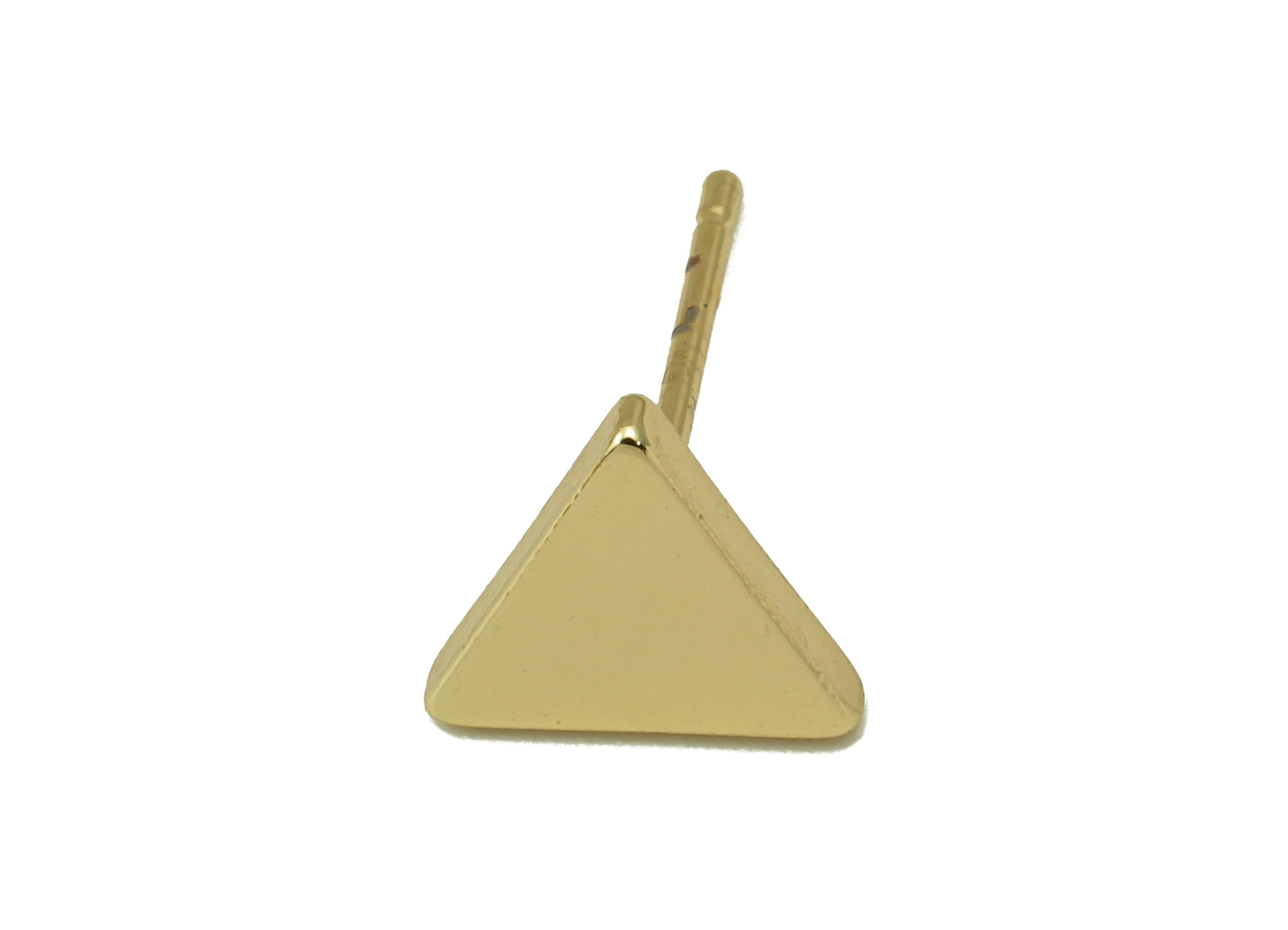 Brass Mini Triangle Earring Stud - Regular Triangle Earring - Geometric Equilateral Earring Post- 18K Real Gold Plated - 8x9x1.5mm-RGP5925G - DOMEDBAZAAR