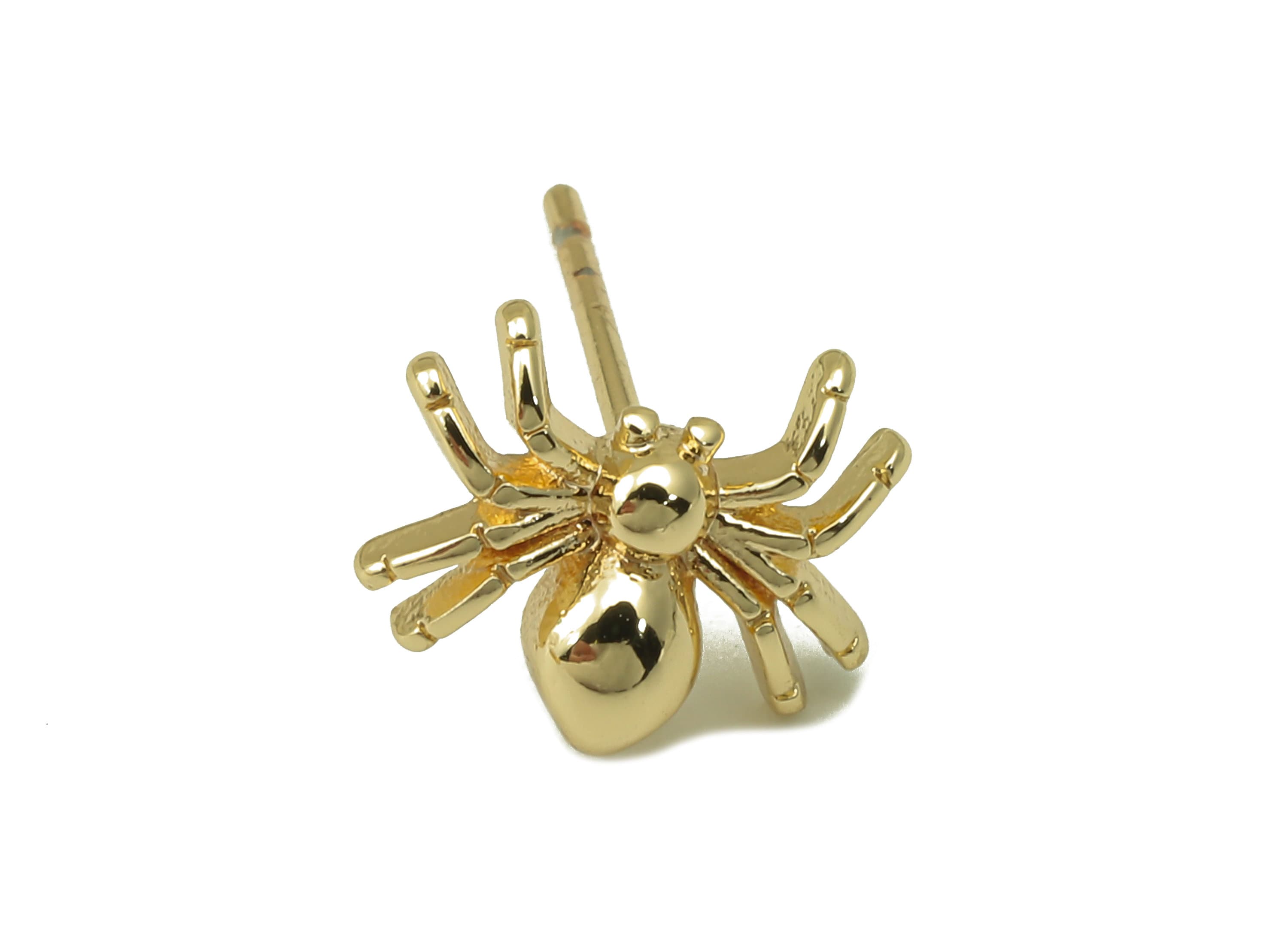 Brass Spider Earring Stud - Animal Earrings - Steel Stud - Earring Post -18K Real Gold Plated - Jewelry Supplies-10x7.5x1.23mm-RGP5927G - DOMEDBAZAAR