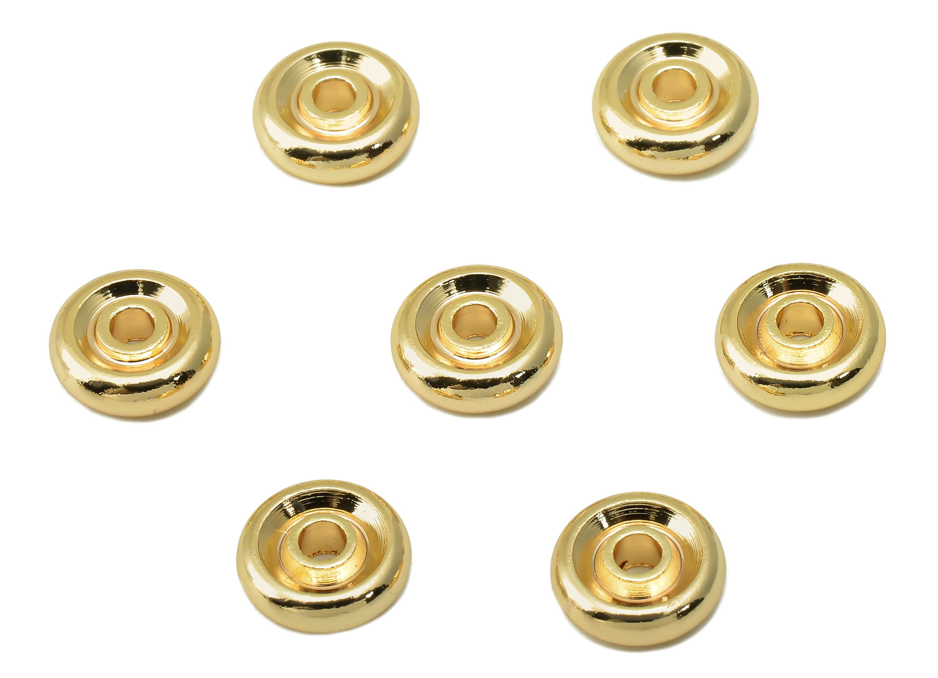 Brass Spacer Beads - Brass Gold Donut Spacer Beads - 18K Gold Plated Flat Round Spacer Beads - Jewelry Making - 7.8x 7.8 x 2.5mm- RGP6046-8 - DOMEDBAZAAR