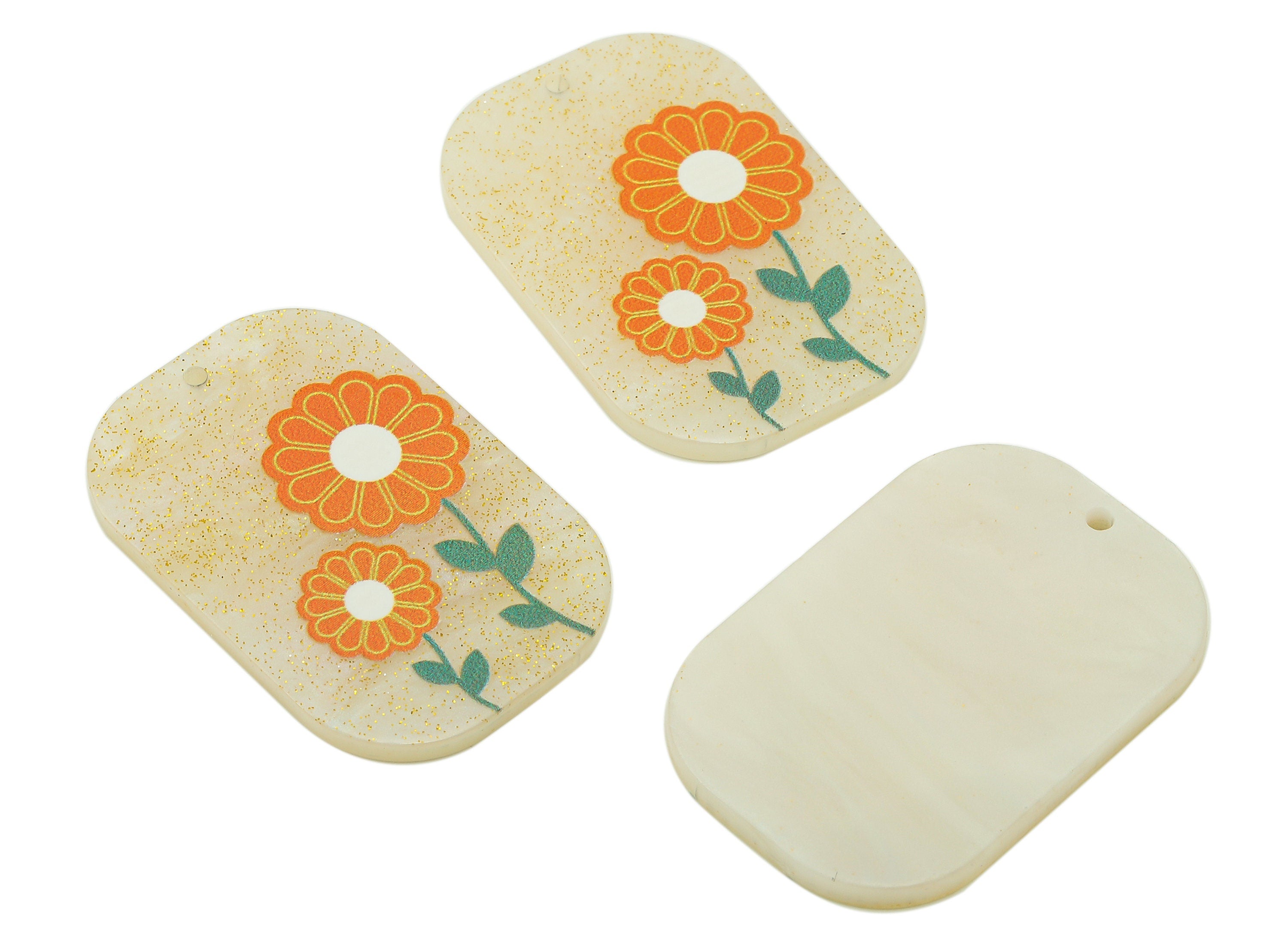 Rectangle Acrylic Charm - Sunflower Pendant Charm – Rectangle Flower Earring Charm – DIY Jewelry Making Supplies - 38.9x 26x 2.2mm - AC2597 - DOMEDBAZAAR