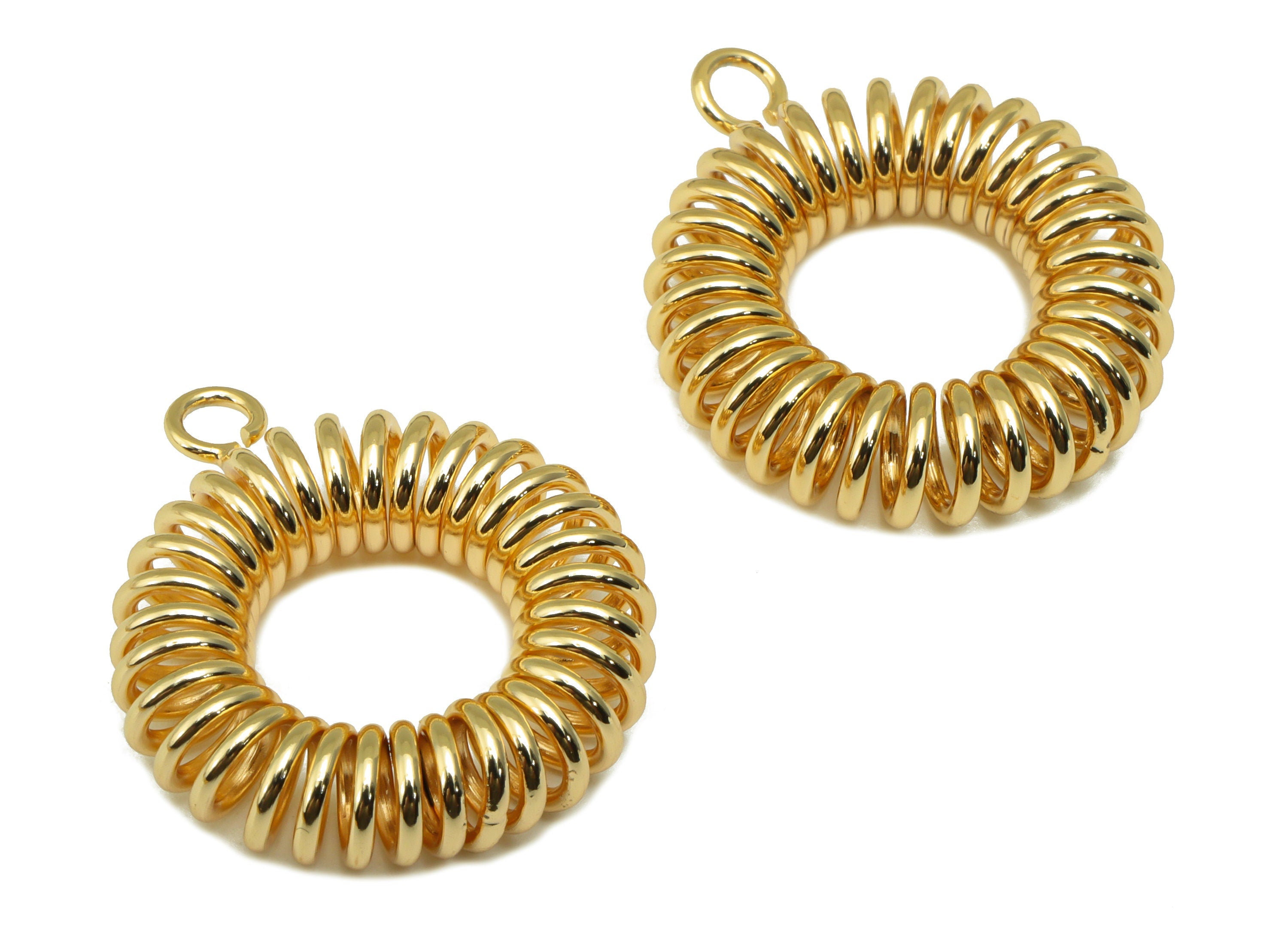 Brass Spiral Coil Pendant - Brass Coil Binding Charm -Coil Binding Pendant - Earring charm - 18K Real Gold Plated -26x 21.5x5.94mm - RGP6503 - DOMEDBAZAAR