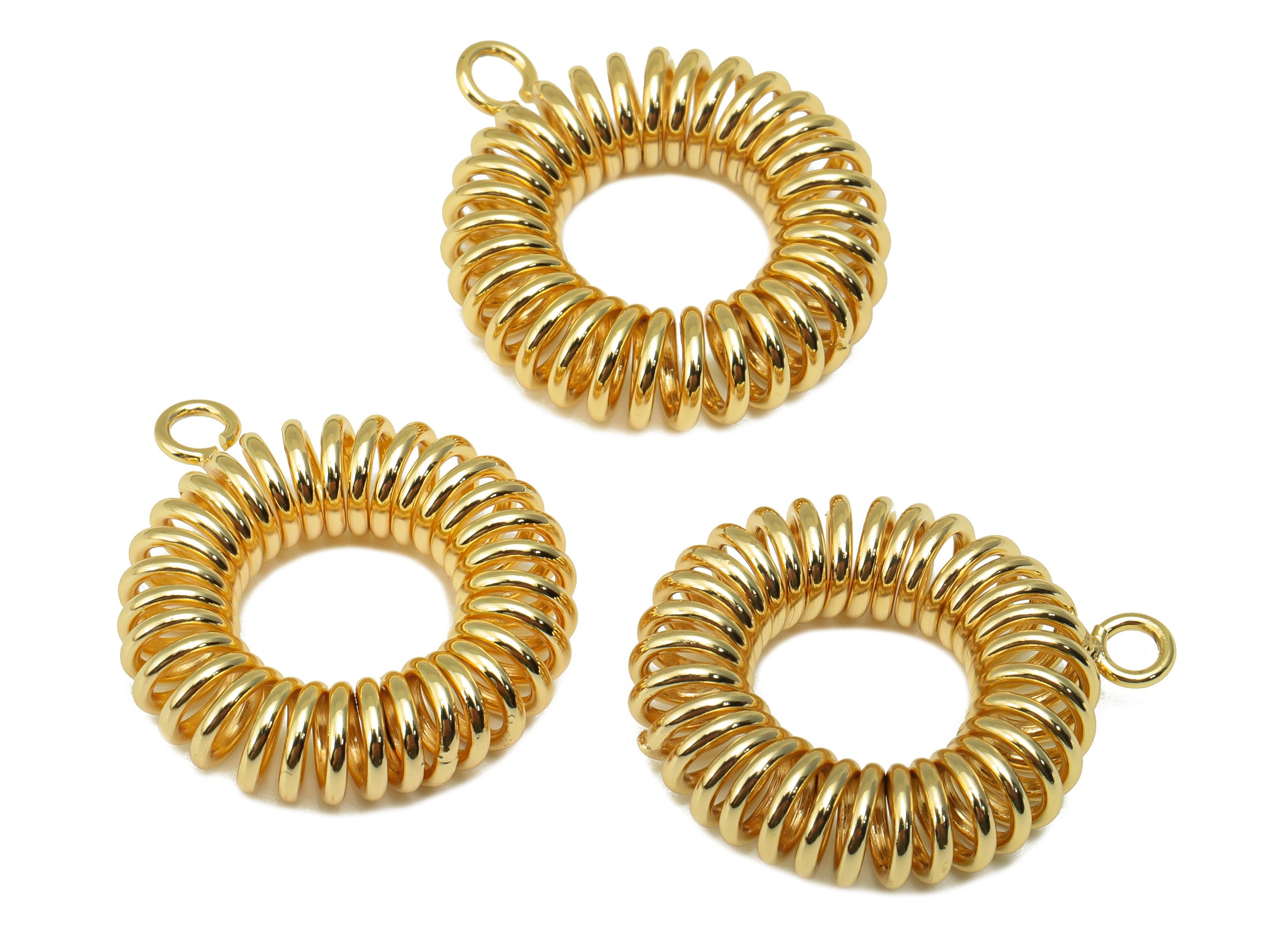 Brass Spiral Coil Pendant - Brass Coil Binding Charm -Coil Binding Pendant - Earring charm - 18K Real Gold Plated -26x 21.5x5.94mm - RGP6503 - DOMEDBAZAAR