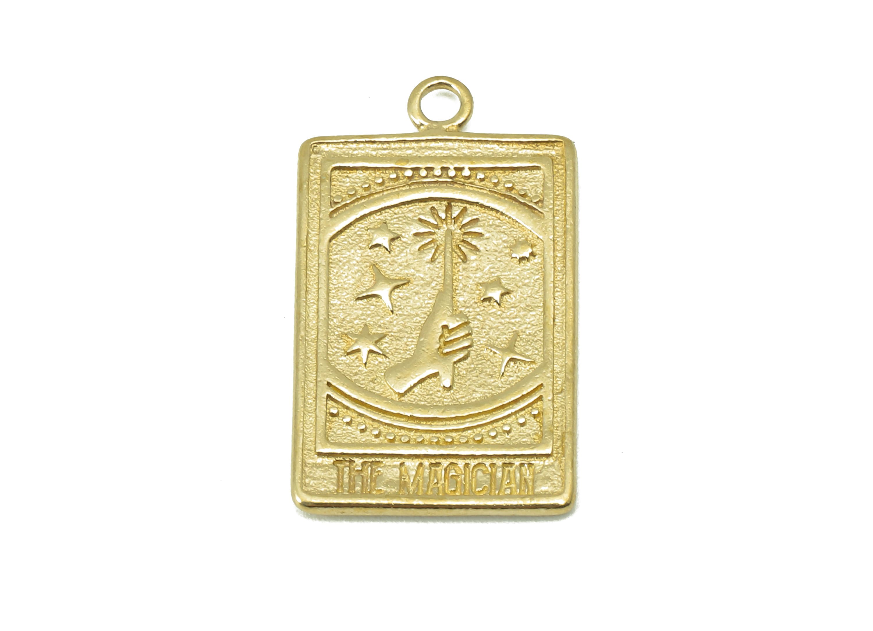 Brass Rectangle Earrings Charm -Raw Brass Magic starry sky Pendant-Magician Charm - For Necklace -Jewelry supplies -23 x13 x 1.38mm- PP8320 - DOMEDBAZAAR