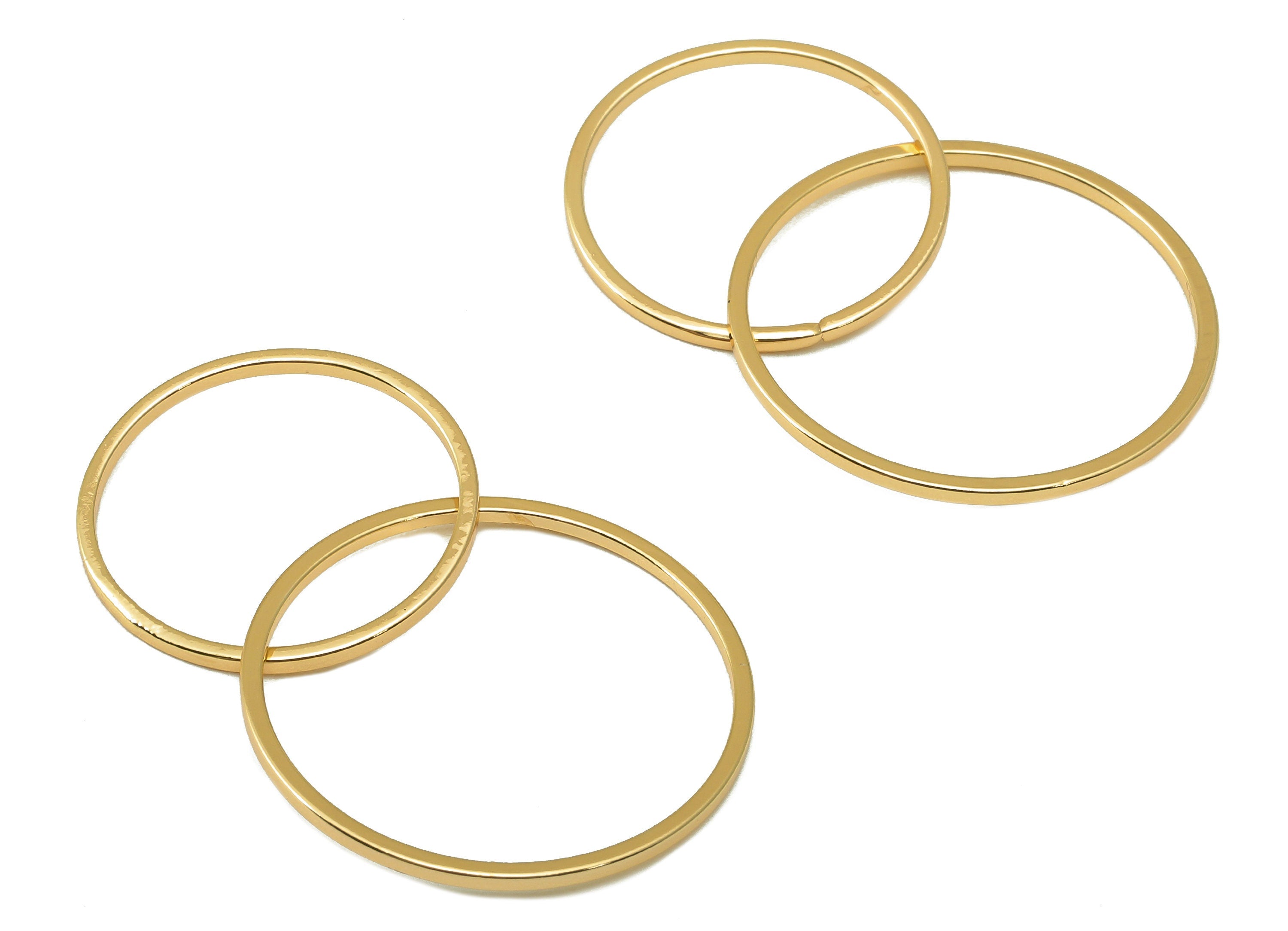 Brass Circle Earring Charms - Brass Round Earring Pendant - For Necklace - Circle Ring-18K Real Gold Plated Brass - 41.3x 25x1mm - RGP6620 - DOMEDBAZAAR