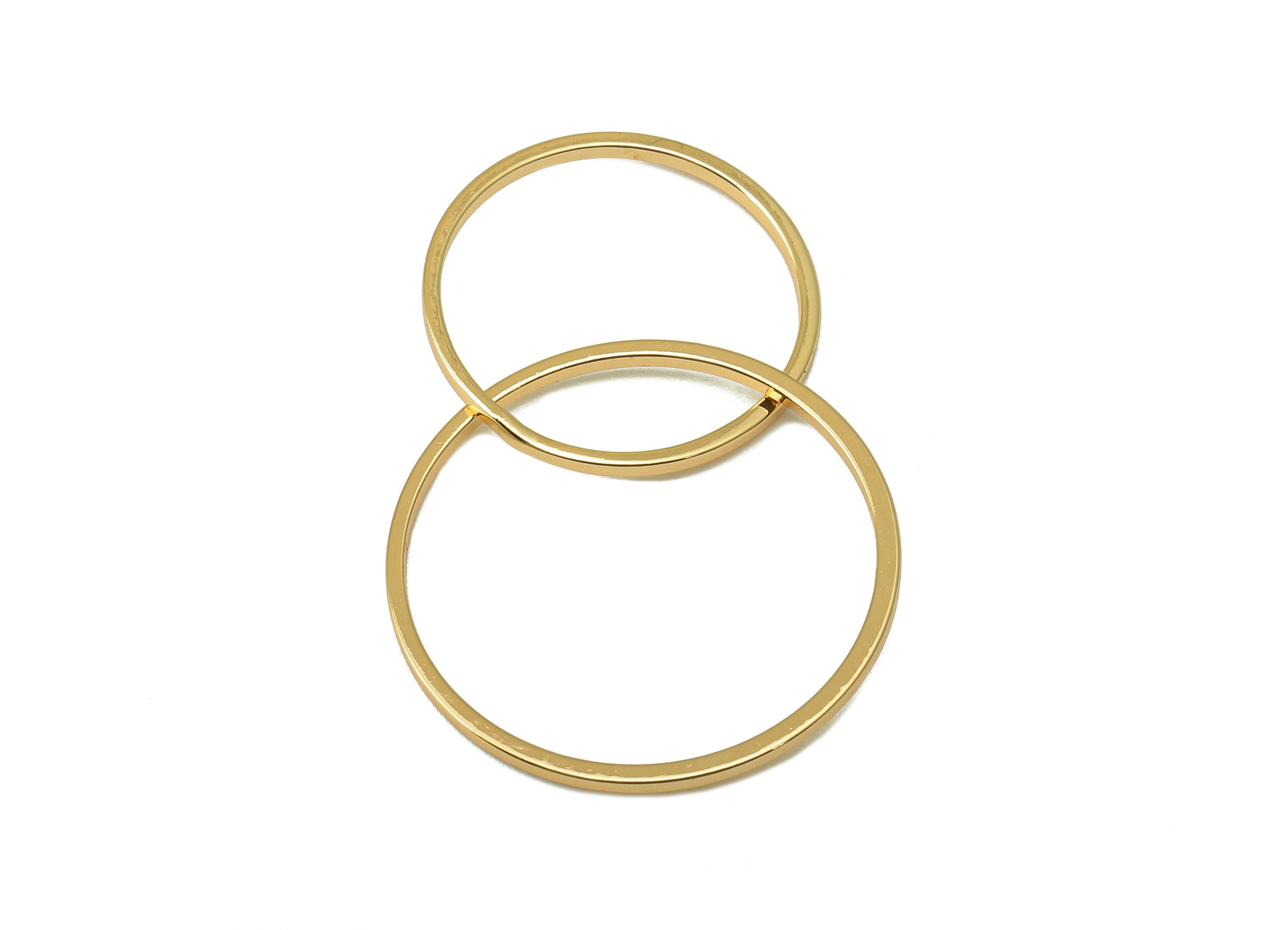 Brass Circle Earring Charms - Brass Round Earring Pendant - For Necklace - Circle Ring-18K Real Gold Plated Brass - 41.3x 25x1mm - RGP6620 - DOMEDBAZAAR