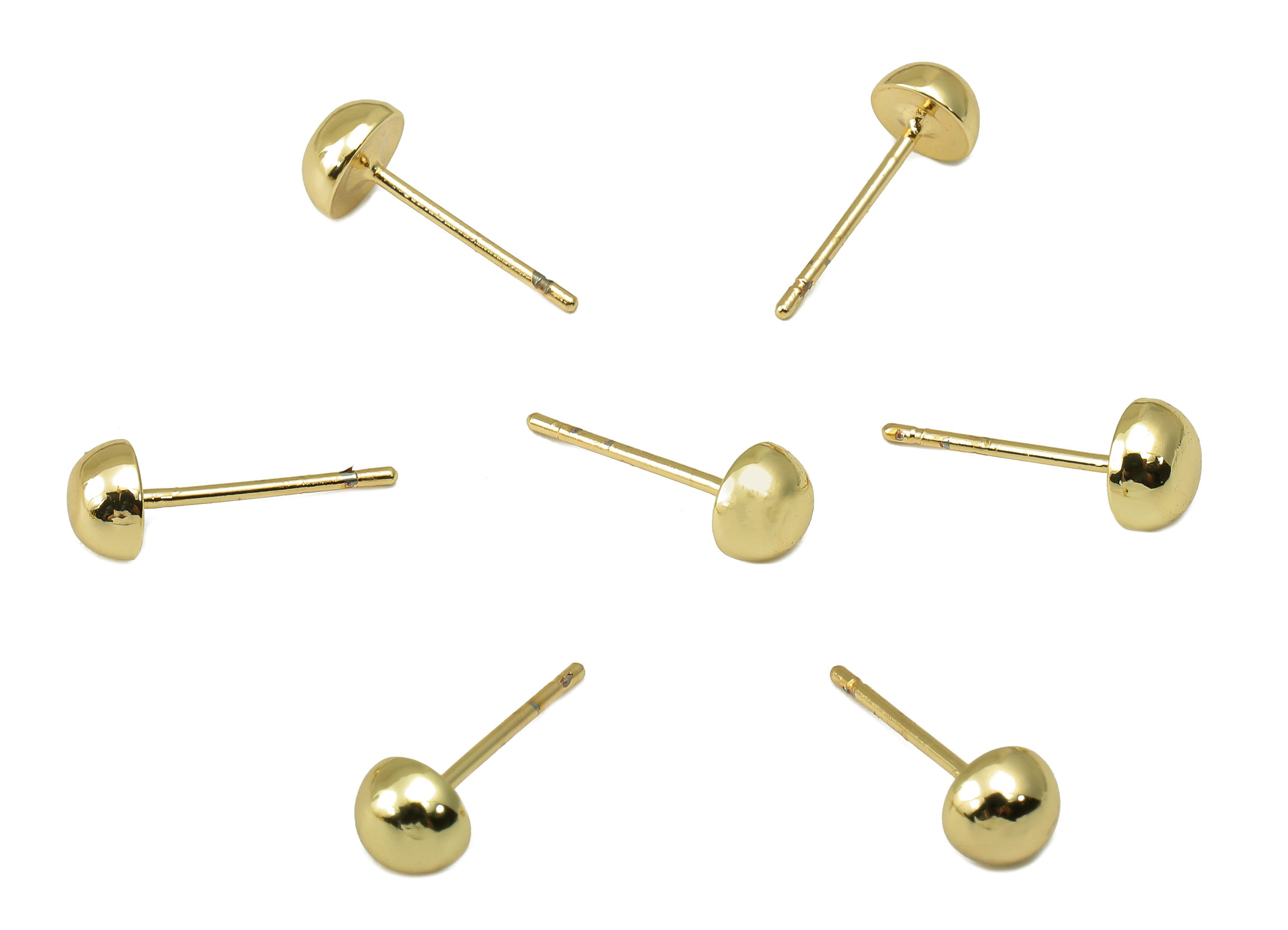 Brass Half Circle Earring Stud - Half Circle Pad Earring Post - 18K Real Gold Plated - Ear Stud-Findings- 5x5x2.6mm- RGP5934G - DOMEDBAZAAR