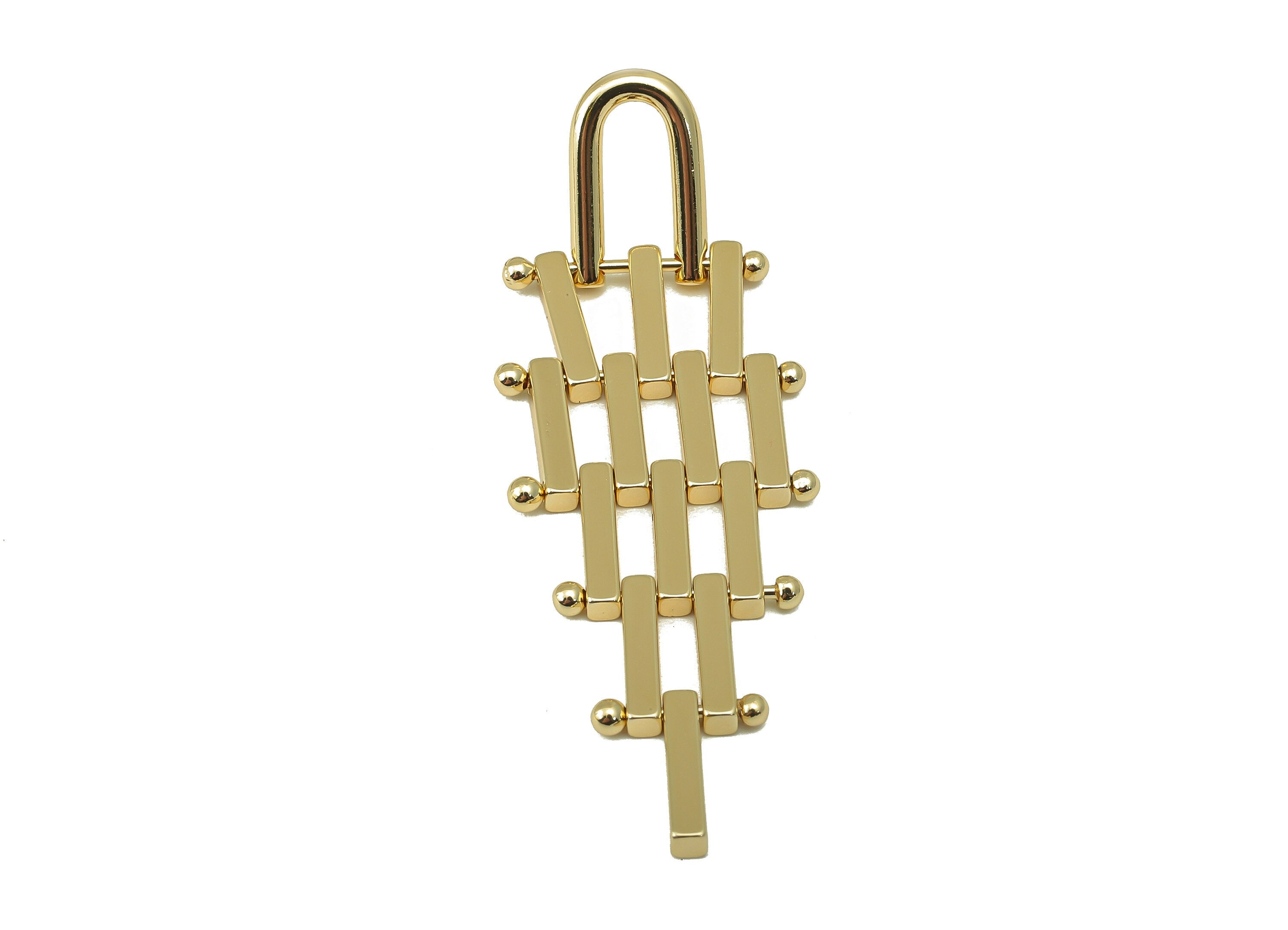 Brass Rectangle Bar Stud Earring - Brass Bar Earring Post - Gold Geometry Bar Earring Post - 18K Real Gold Plating -54x18x2mm- RGP6112 - DOMEDBAZAAR
