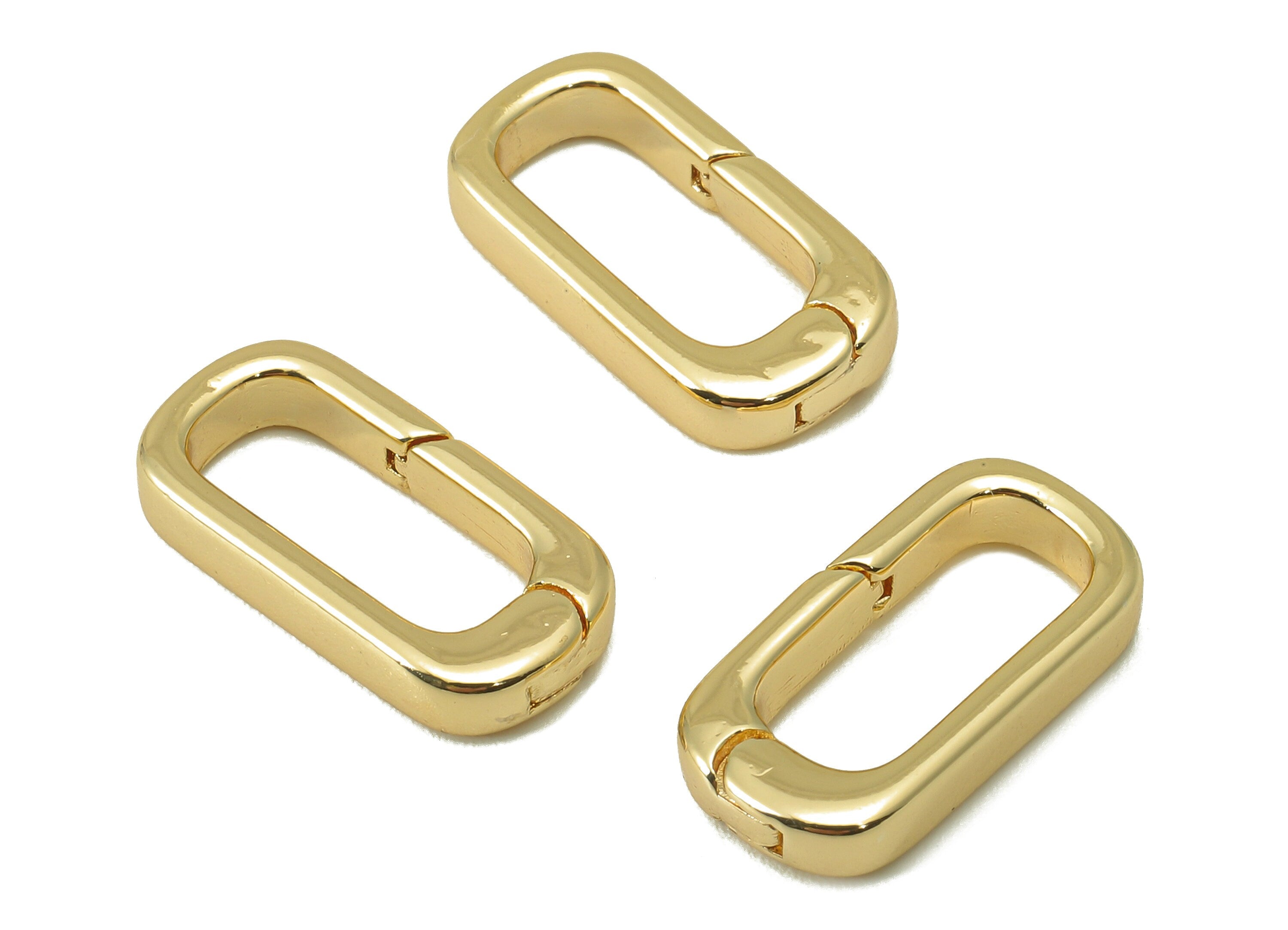 Brass Oval Rectangle Clasp - Brass Thick Hoop Clasp - Brass Hoop Clasp- 18K Real Gold Plated -Jewelry Making - 16.4x8.25x1.49mm- RGP5996 - DOMEDBAZAAR