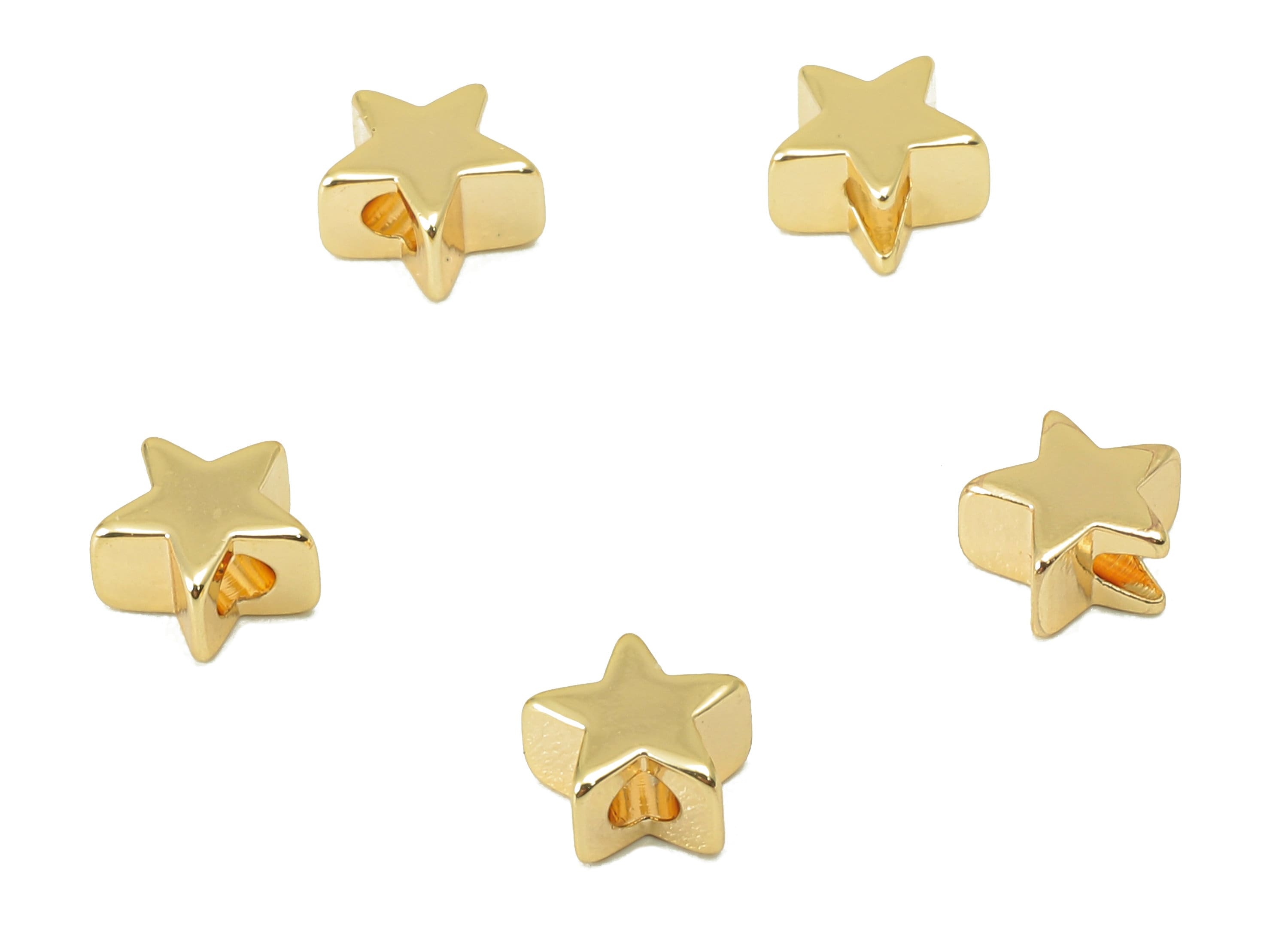 Brass Star Spacer Bead -Brass Cubic Star Charm -Brass Semi Star Pendant- For Necklace - 18K Real Gold Plated - 5.46x5.46x 3.17mm-RGP6049 - DOMEDBAZAAR