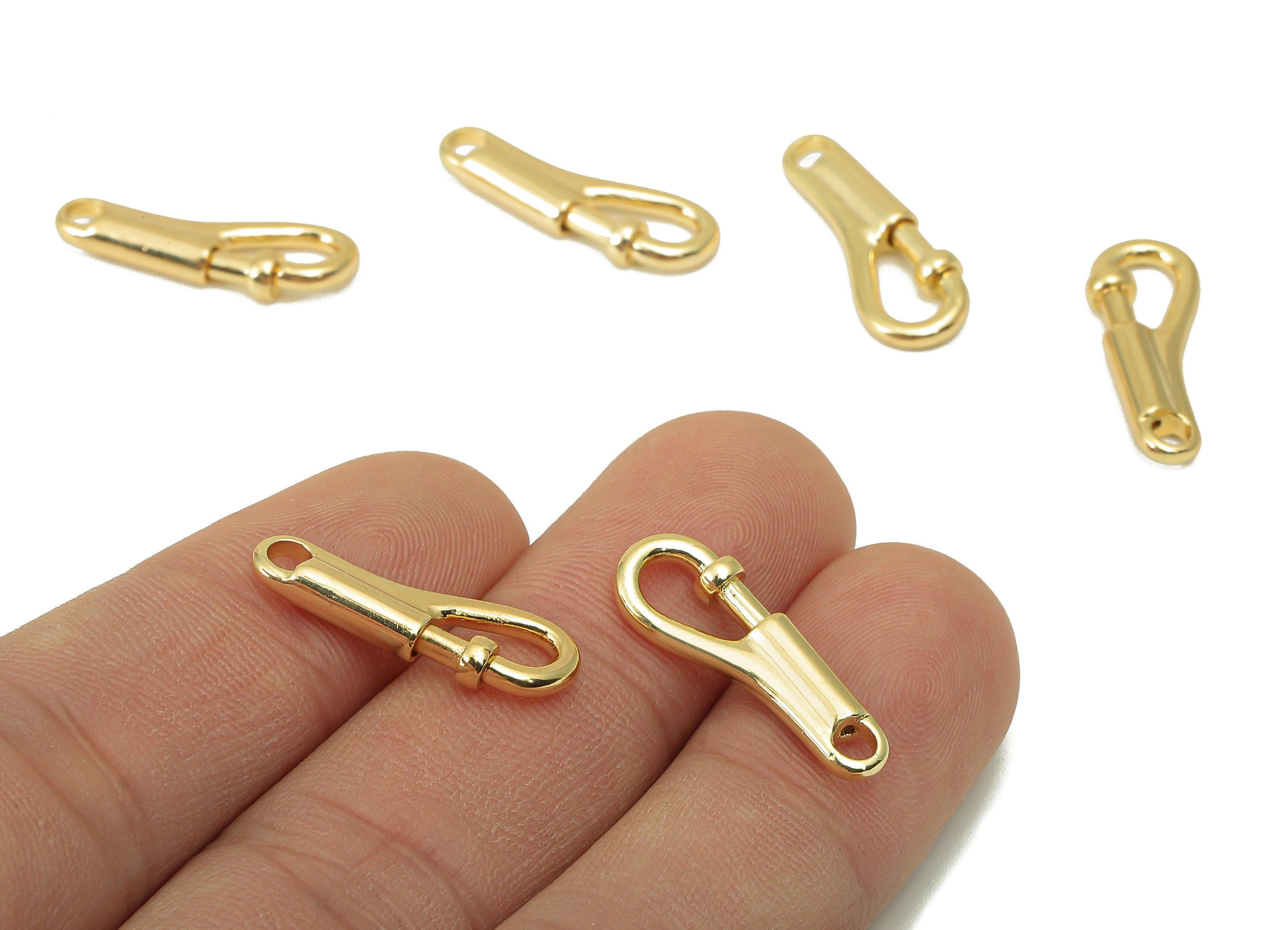 Brass Lobster Claw - Brass Long Clasp Charm -Brass Parrot Clasps- For Necklace - 18K Real Gold Plated - 22.31x7.34x 3.28mm-RGP6082 - DOMEDBAZAAR