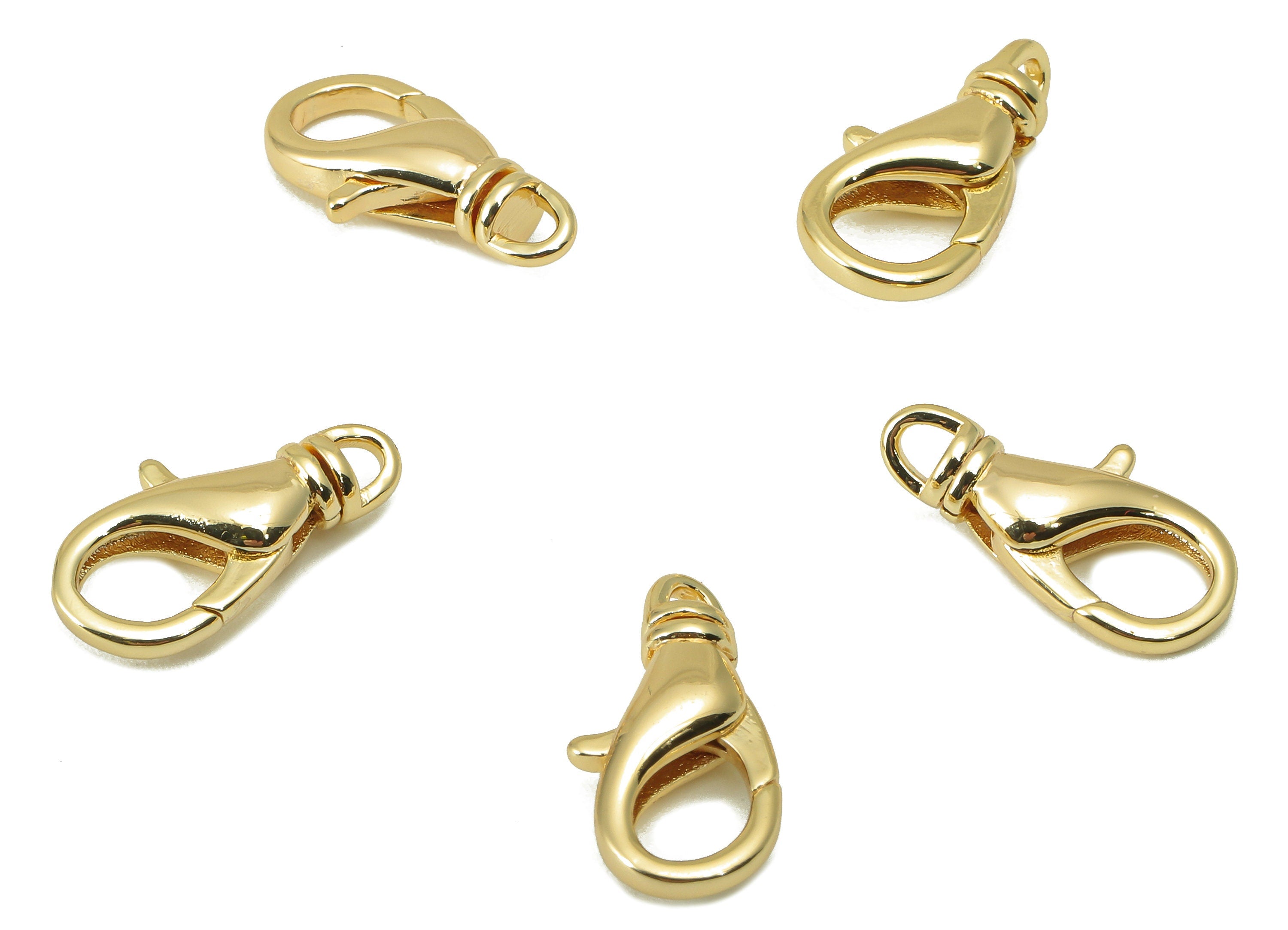 Brass Lobster Claw Clasps - Brass Parrot Clasp -Jewelry Supplies -For Necklace - 18K Real Gold Plating Brass - 15.64x 7.82x 3.97mm-RGP6086 - DOMEDBAZAAR