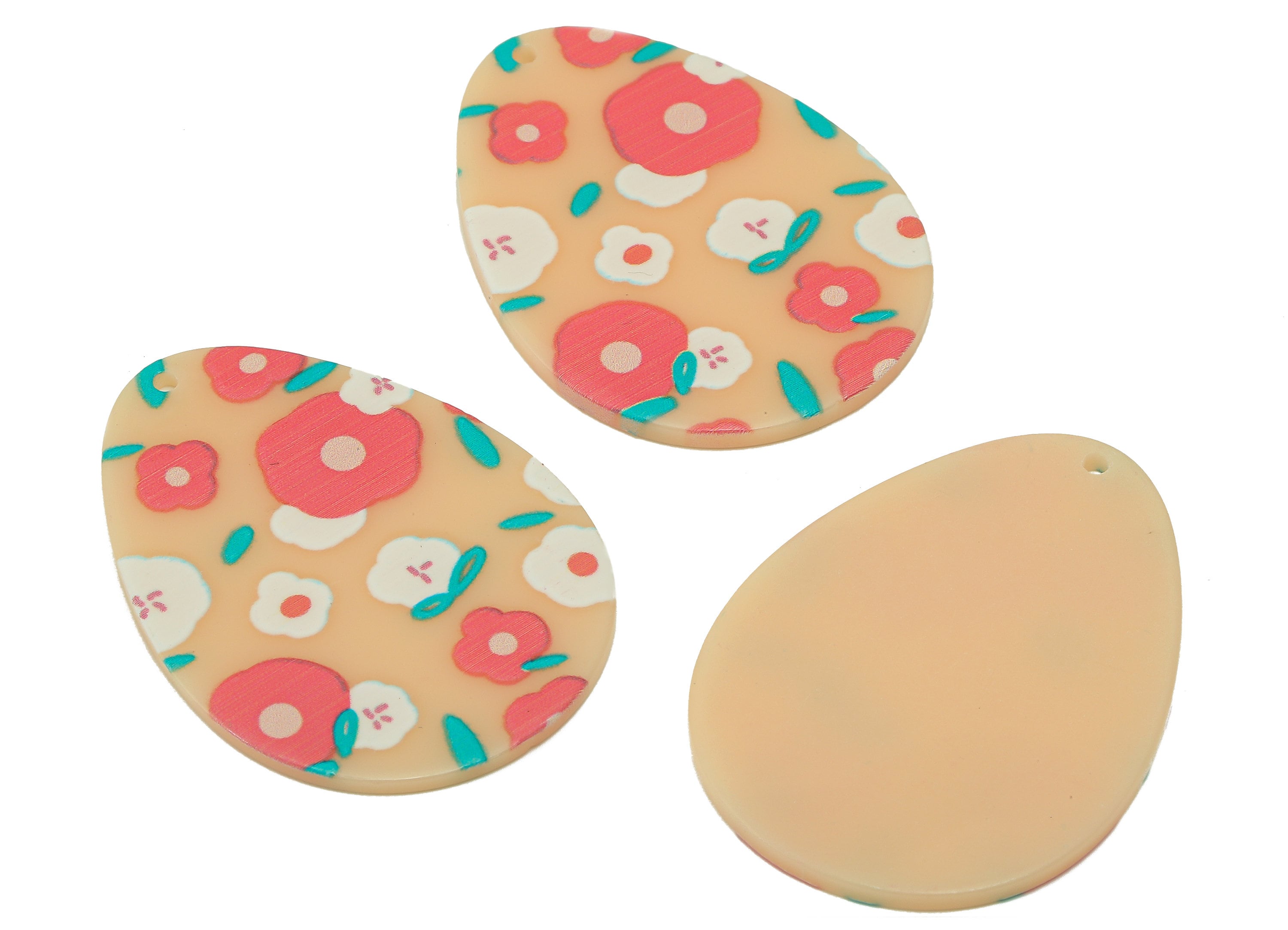Acrylic Summer Charm - Teardrop Flower Pendant - Acrylic Pink Earring Charm - DIY Jewelry Making Supplies - 42.66 x 31.3 x 1.79mm - AC2601 - DOMEDBAZAAR