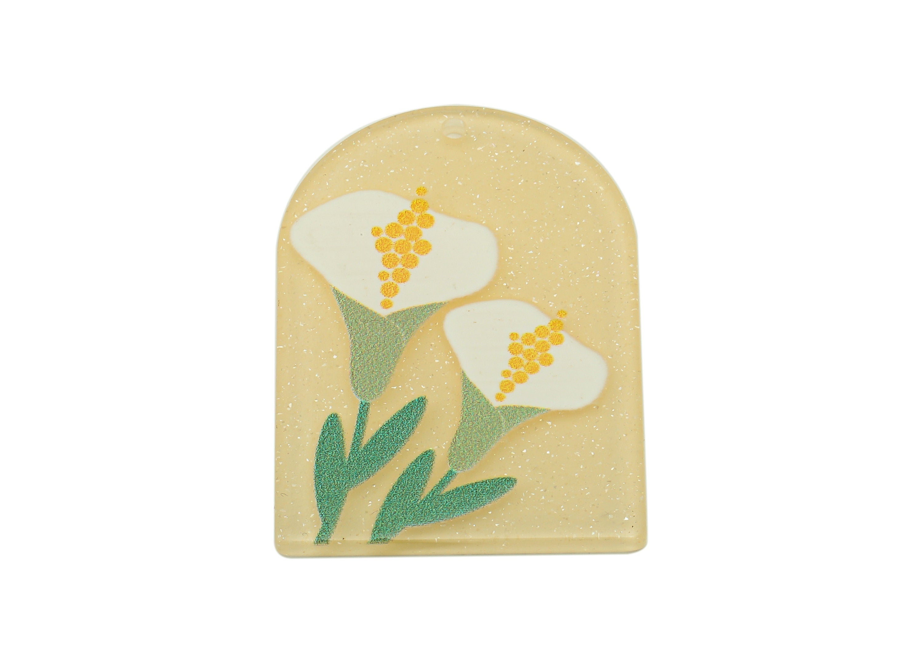 Domed Acrylic Summer Charm - Moring Glory Pendant - Acrylic Earring Charm - DIY Jewelry Making Supplies - 37.84 x 26.88 x 1.98mm - AC2603 - DOMEDBAZAAR