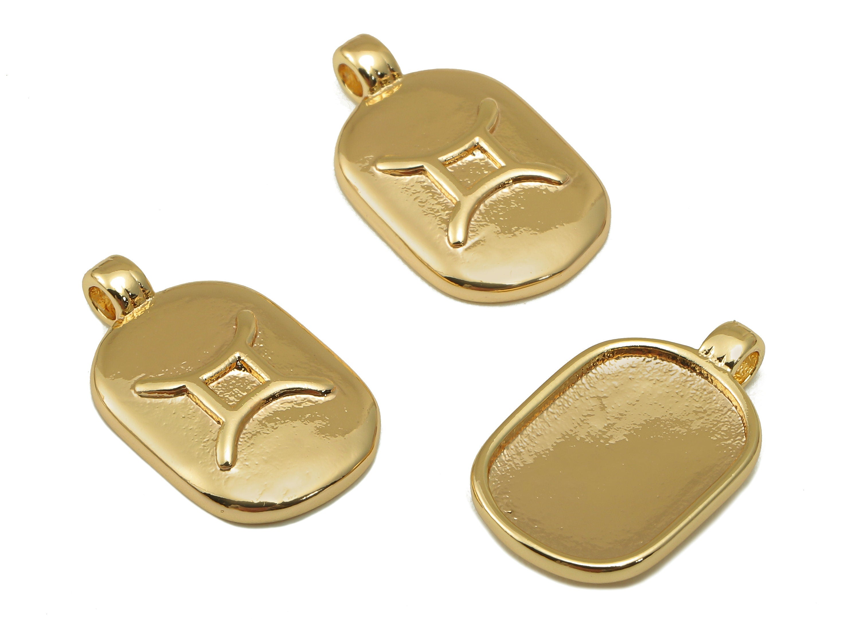 Brass Ellipse Earring Charm - Brass Constellation Earring - Textured Oval Genimi Pendant - For Necklace -Jewelry making-18x11x2.7mm-RGP6669H - DOMEDBAZAAR