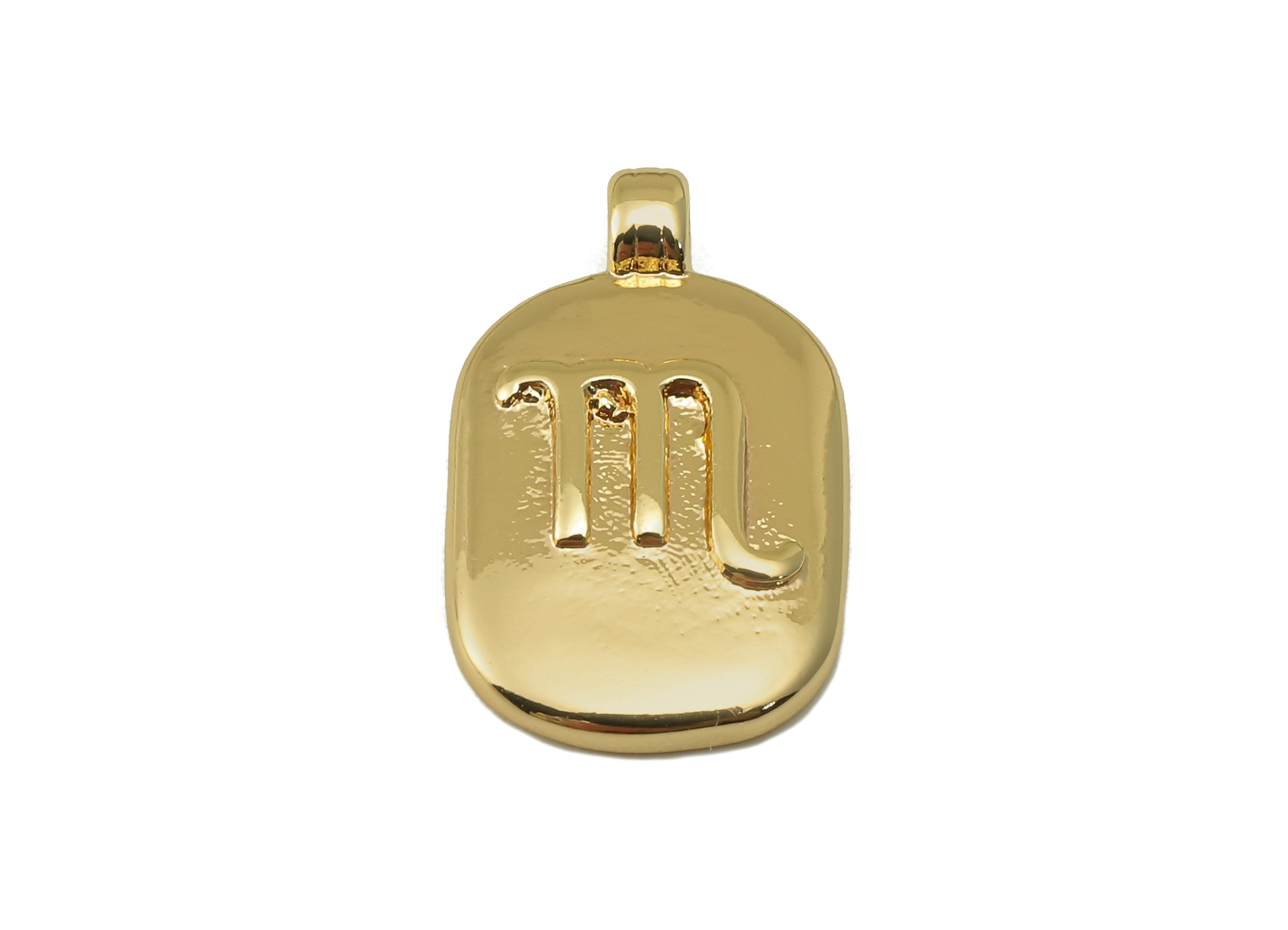 Brass Ellipse Earring Charm - Brass Constellation Earring - Textured Oval Scorpio Pendant - For Necklace-Jewelry Making-18x11x2.7mm-RGP6669J - DOMEDBAZAAR