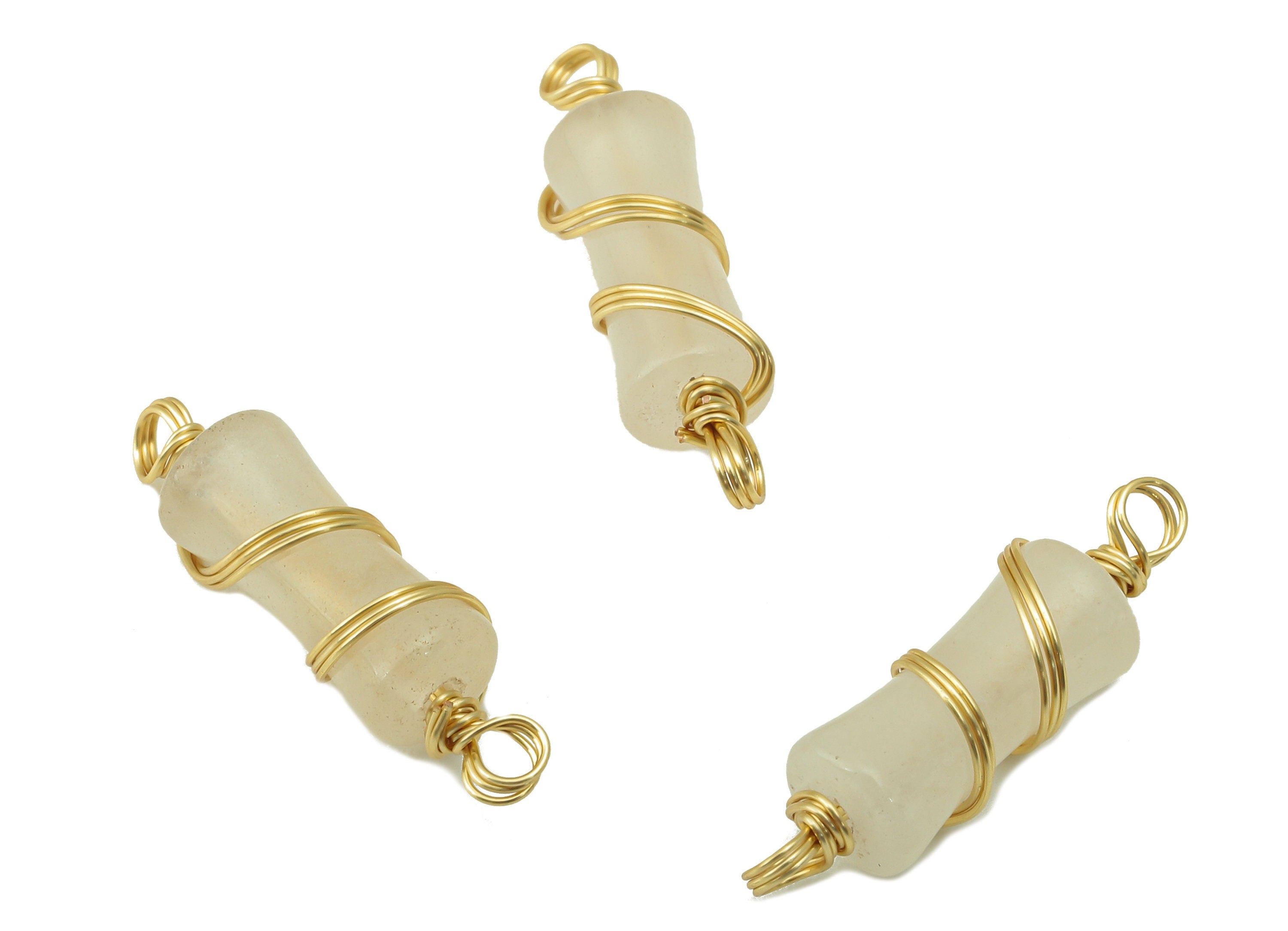 White Agate Earring Charm - Brass Agate Pendant - White Agate Connector - White Natural Stone - Gold Tone Plated -20.5 x 5.43x 4.38mm-NS1900 - DOMEDBAZAAR