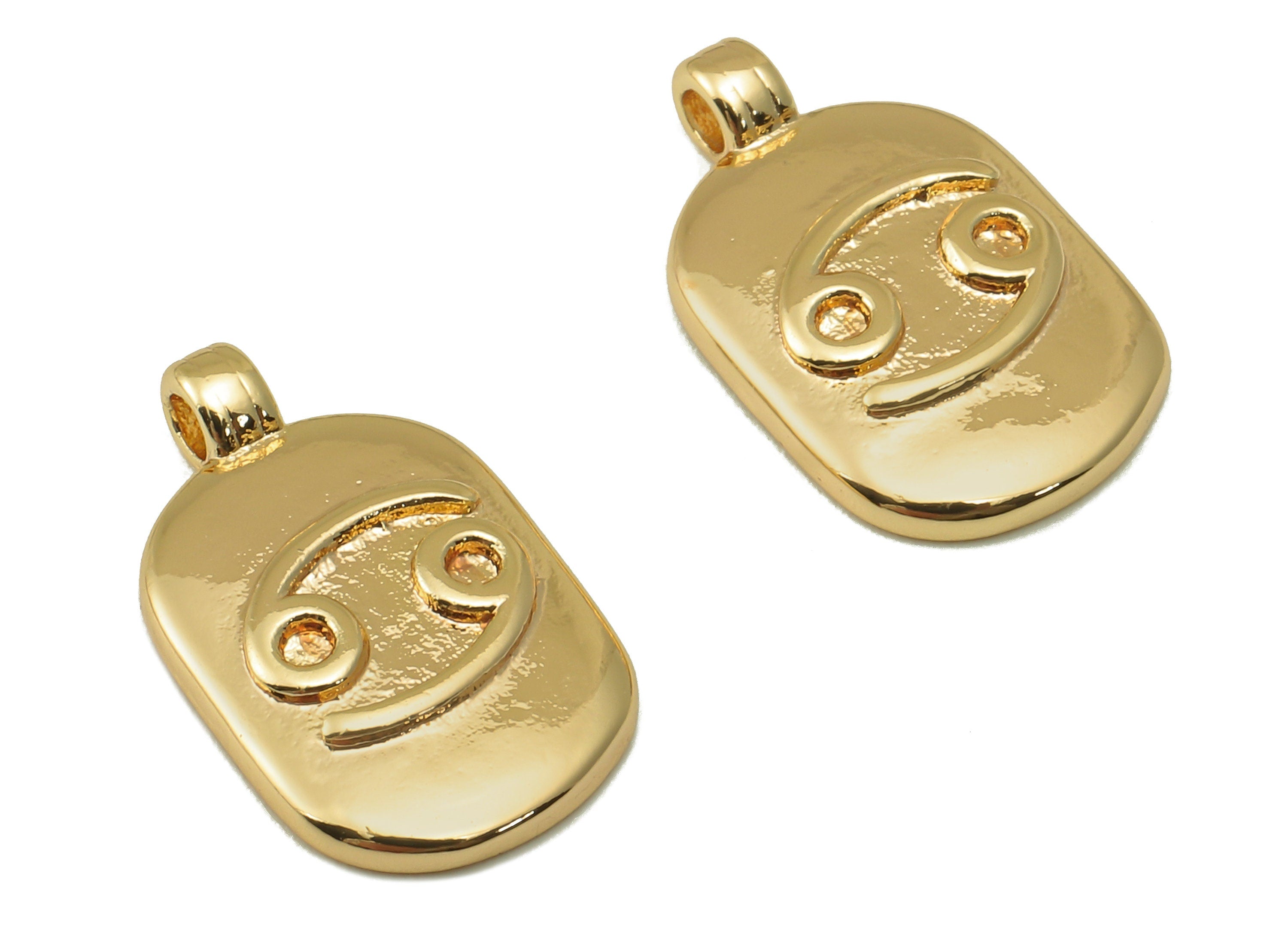 Brass Ellipse Earring Charm - Brass Constellation Earring -Textured Oval Cancer Pendant - For Necklace - JewelryMaking -18x11x2.7mm-RGP6669M - DOMEDBAZAAR