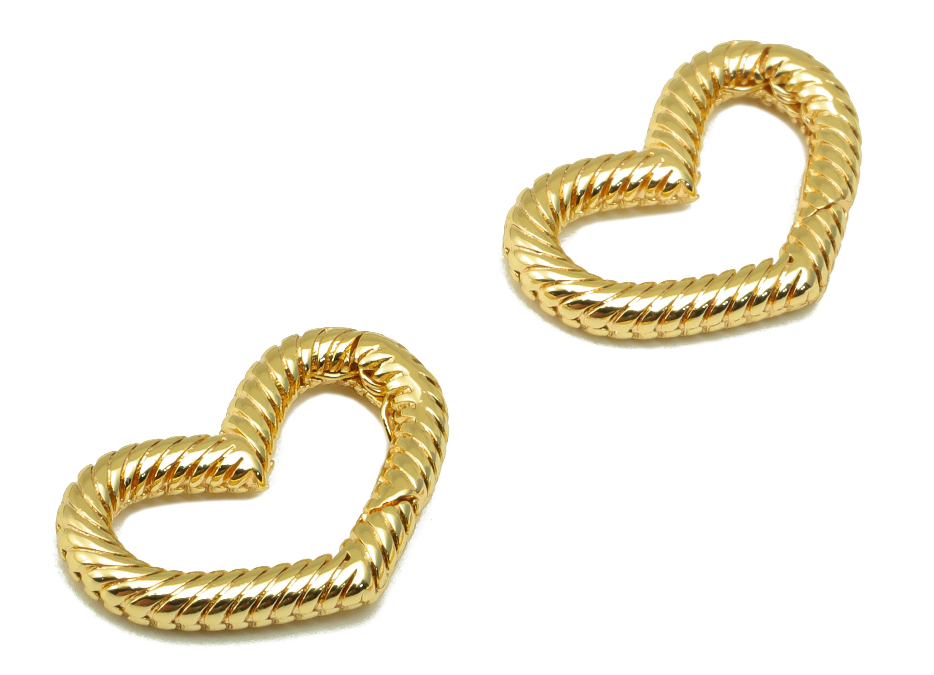 Brass Heart Clasp - Brass Twisted Chain Clasp - Heart Twisted Chain Clasp - Jewelry Supplies - 18K Real Gold Plated - 16x10.78x2mm- RGP6578 - DOMEDBAZAAR
