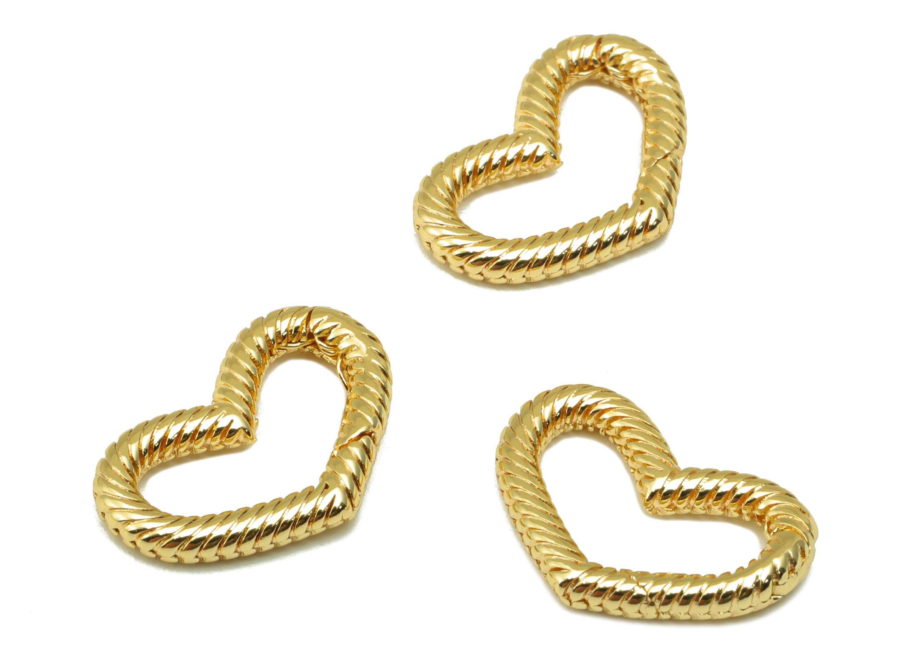 Brass Heart Clasp - Brass Twisted Chain Clasp - Heart Twisted Chain Clasp - Jewelry Supplies - 18K Real Gold Plated - 16x10.78x2mm- RGP6578 - DOMEDBAZAAR