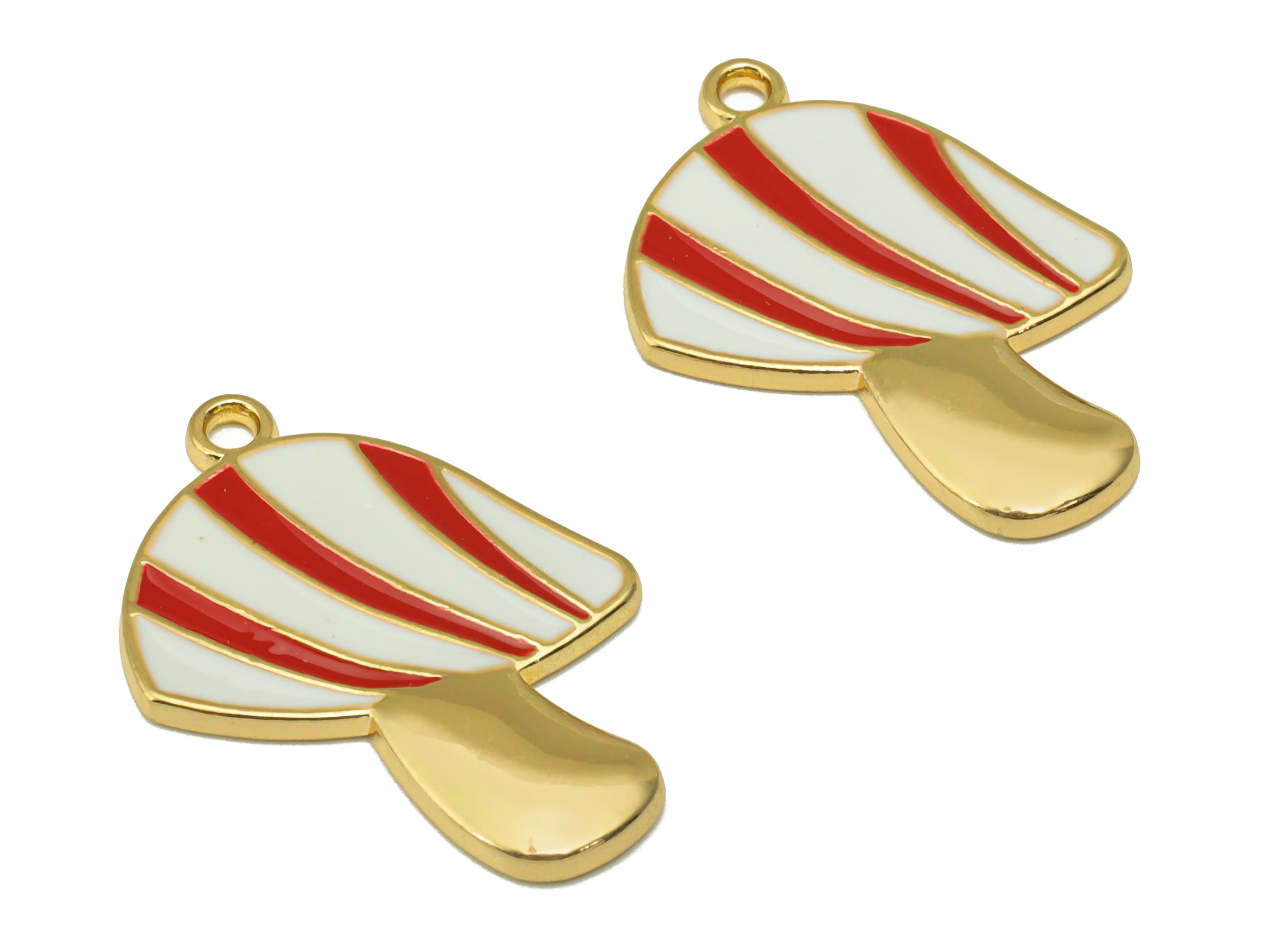 Alloy Mushroom Charms - Zinc Alloy Mushroom Earring - Bracelet Pendant - Enamel Pendant - Gold Tone Plated - 26.14x19.38 x 1.71mm- ZZ2031 - DOMEDBAZAAR