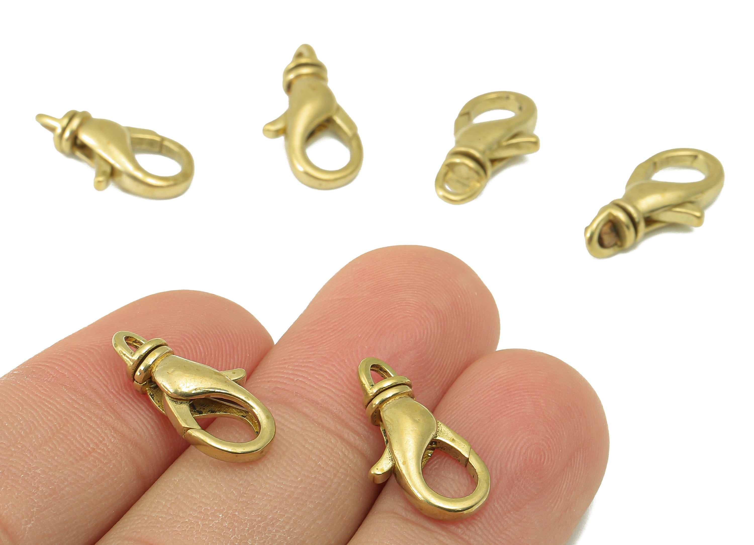 Brass Clips Parrot Clasp - Raw Brass Necklace Clasp - Brass Lobster Clasps Bracelet Clasp - For Necklace - 18.27 x 9.09x 4.58mm- PP8293 - DOMEDBAZAAR