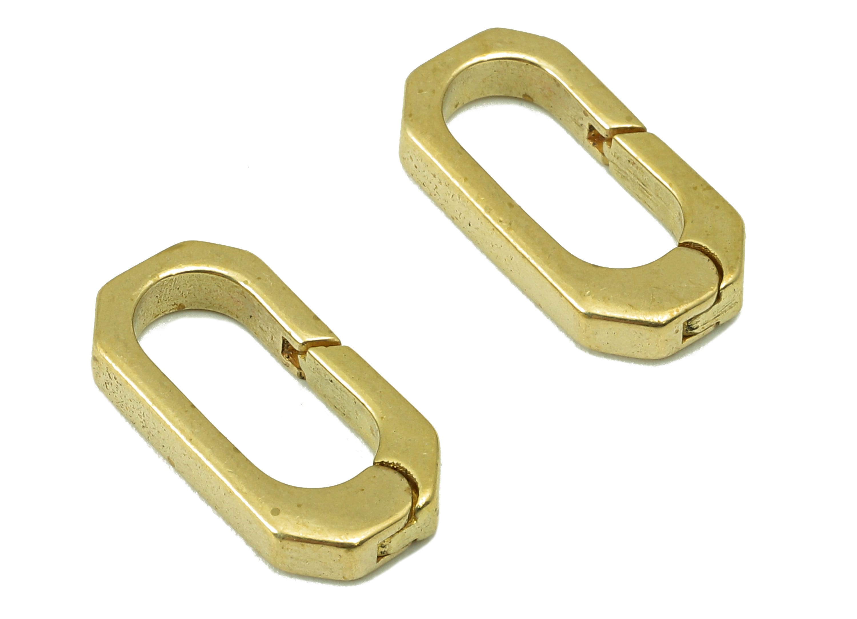 Brass Oval Rectangle Clasp - Raw Brass Hoop Clasp - Brass Hoop Clasp- Jewelry Supplies - For Necklace - 16.34 x 8.01 x 2.58mm - PP8309 - DOMEDBAZAAR