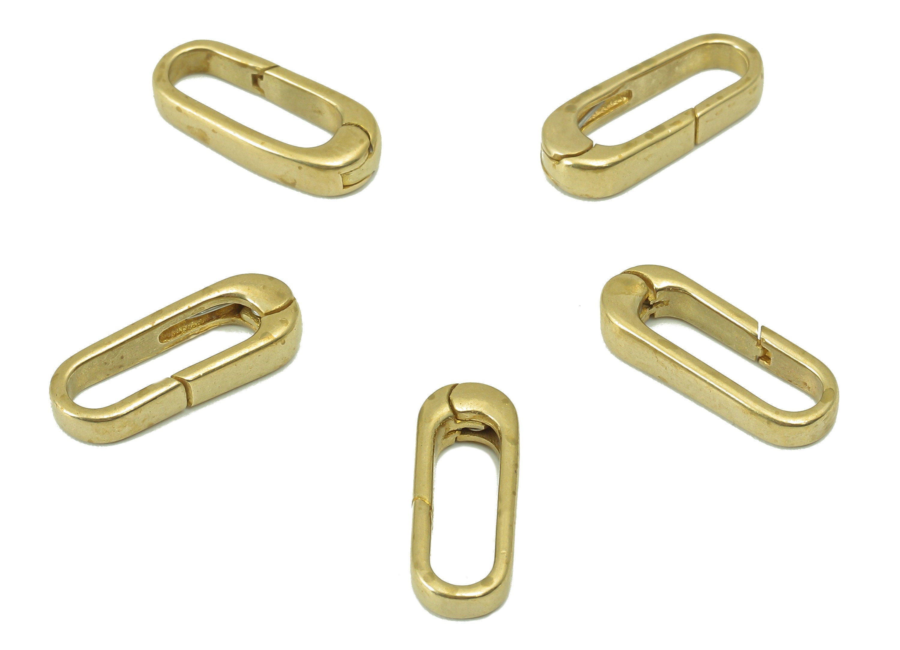 Brass Oval Rectangle Clasp - Raw Brass Narrow Hoop Clasp - Brass Hoop Clasp- Jewelry Supplies - For Necklace - 15.87x 5.83x 1.19mm - PP8311 - DOMEDBAZAAR