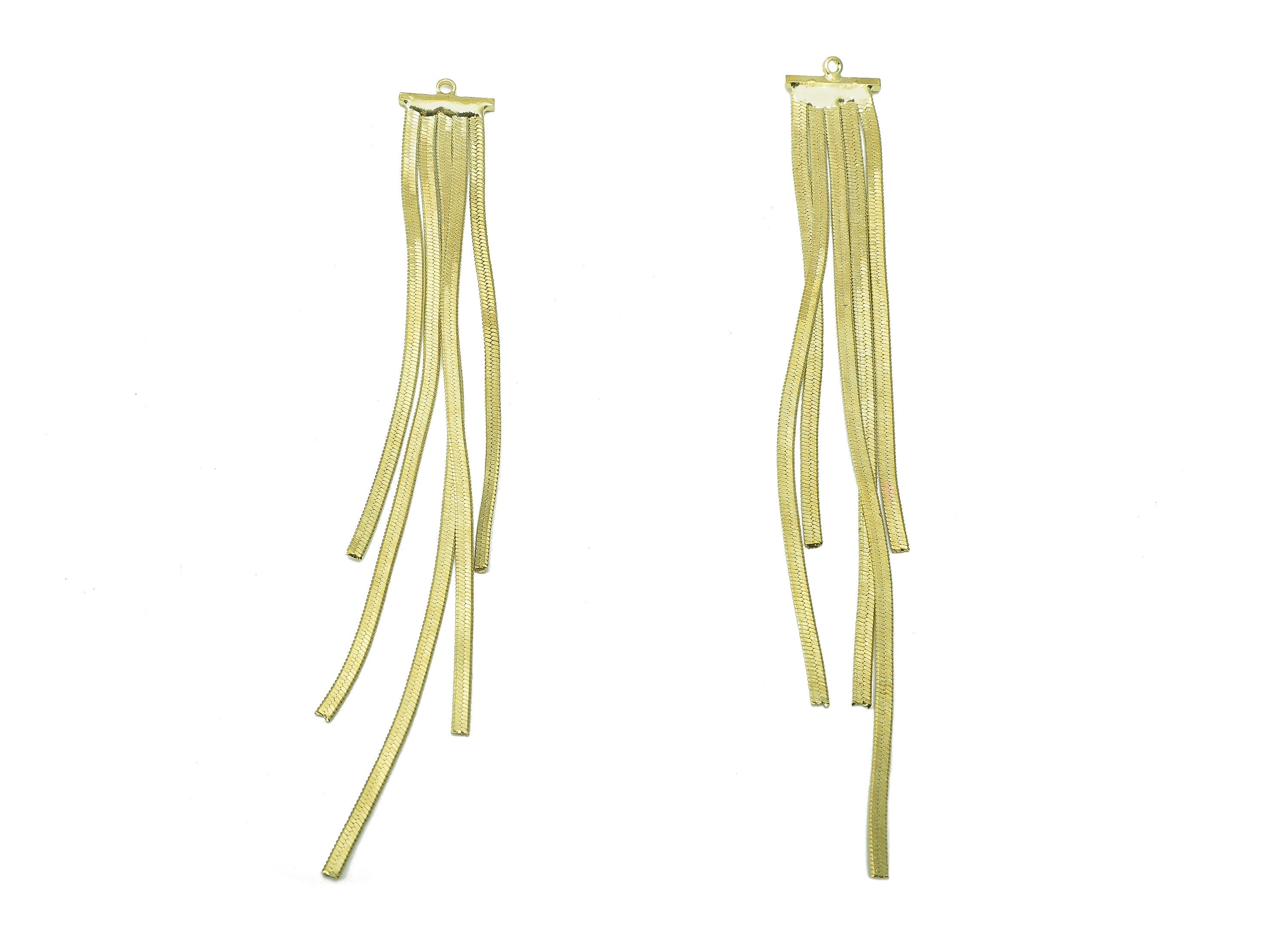 Brass Snake Earring Tassel - Gold Tone Plated Brass Earring Tassel - Gold Snake Tassel Chain - Jewelry Supplies -107.83x12.16x1.4mm - PP8565 - DOMEDBAZAAR