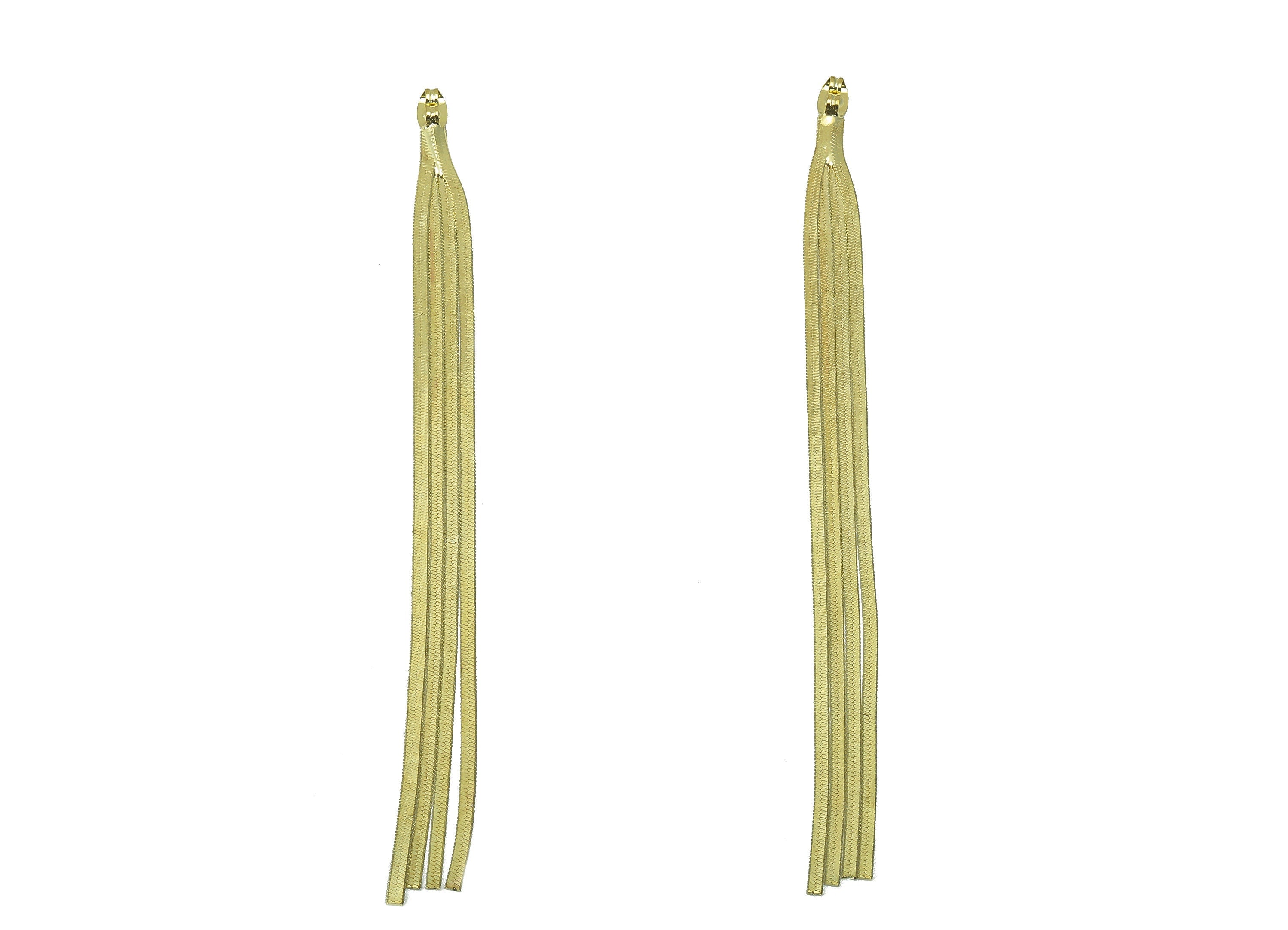 Brass Snake Earring Tassel - Gold Tone Plated Brass Earring Tassel - Gold Snake Tassel Chain - Jewelry Supplies -126.2x 4.37x 1.17mm- PP8564 - DOMEDBAZAAR