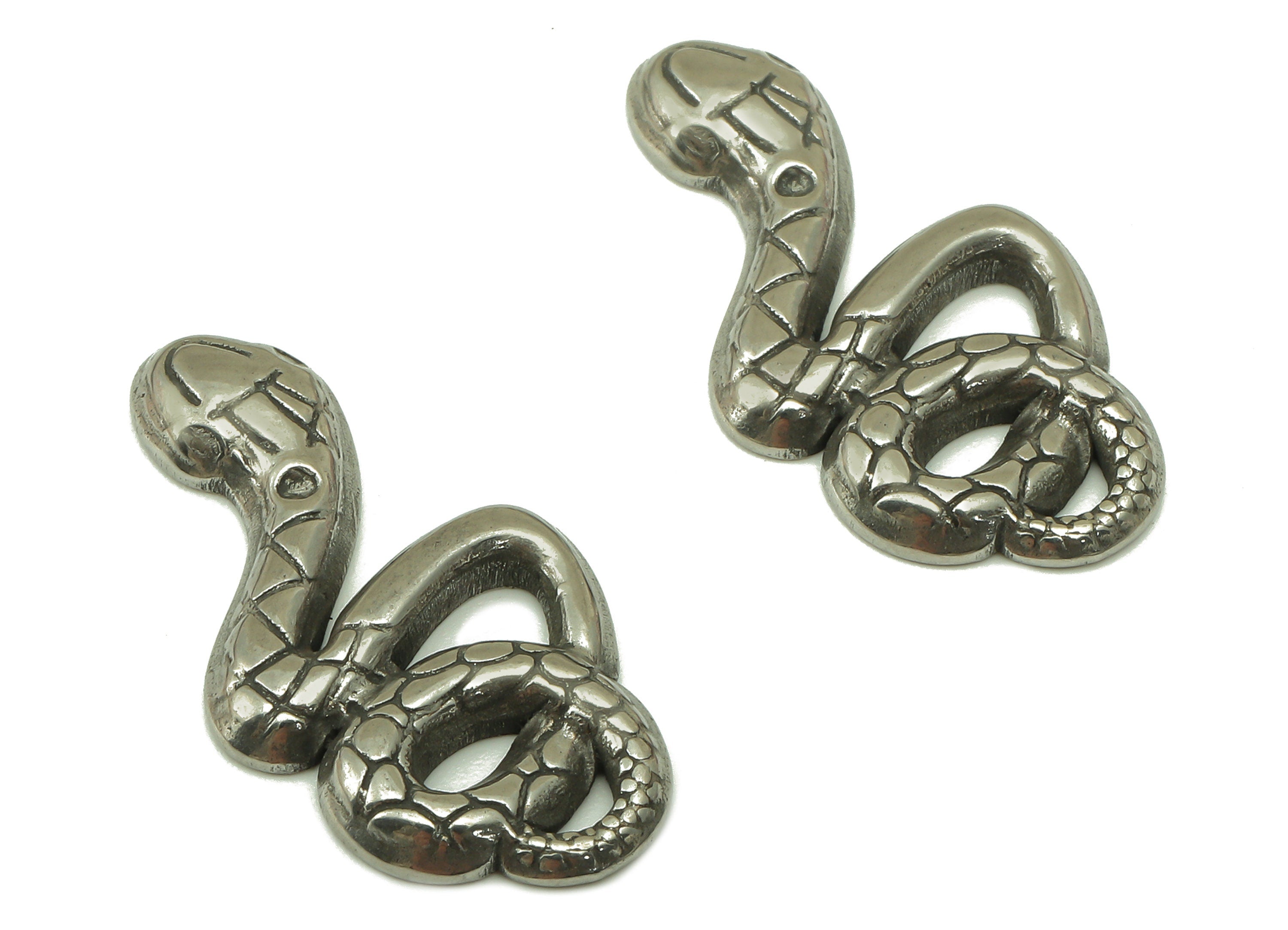 Stainless Steel Snake Earring Charms - Stainless Steel Snake - 304 Stainless Steel- Steel Textured Animal Charm - 34.83x18.26x2.4mm - SS1422 - DOMEDBAZAAR