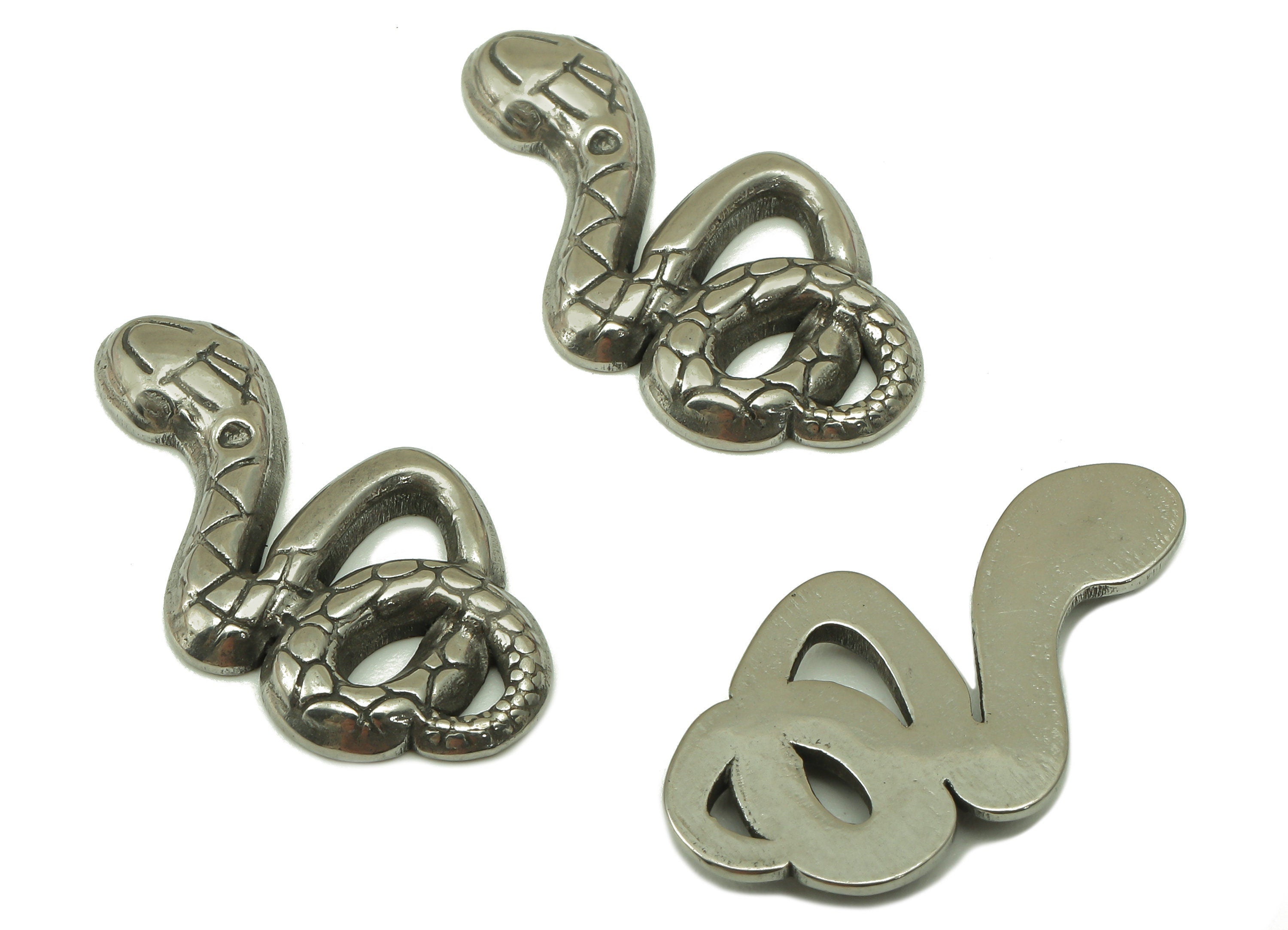 Stainless Steel Snake Earring Charms - Stainless Steel Snake - 304 Stainless Steel- Steel Textured Animal Charm - 34.83x18.26x2.4mm - SS1422 - DOMEDBAZAAR