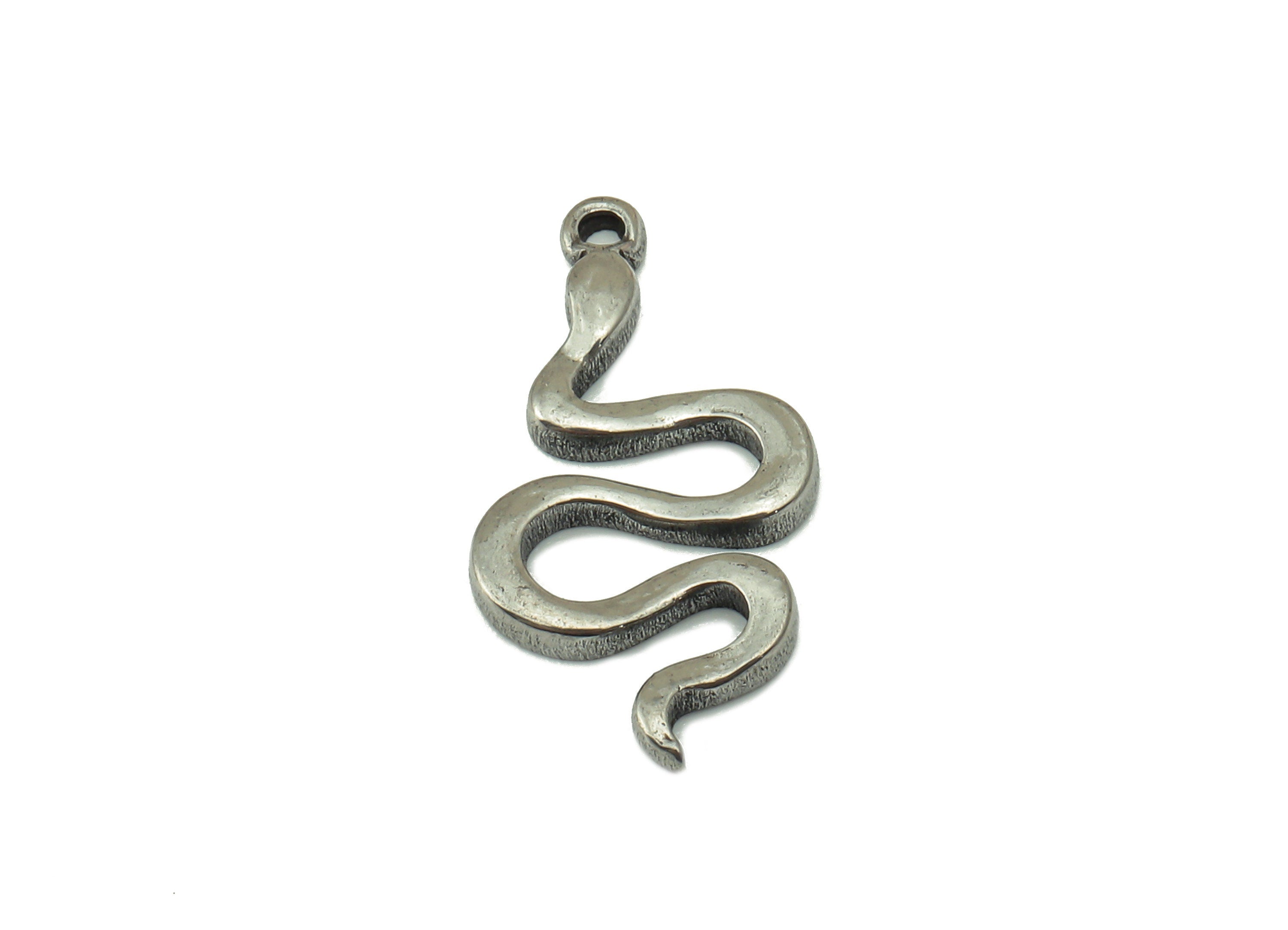 Stainless Steel Snake Earring Charms - Stainless Steel Snake - Mini Snake Pendant- Steel Animal Charm -19.5x 9.81x 1.86mm - SS1428 - DOMEDBAZAAR