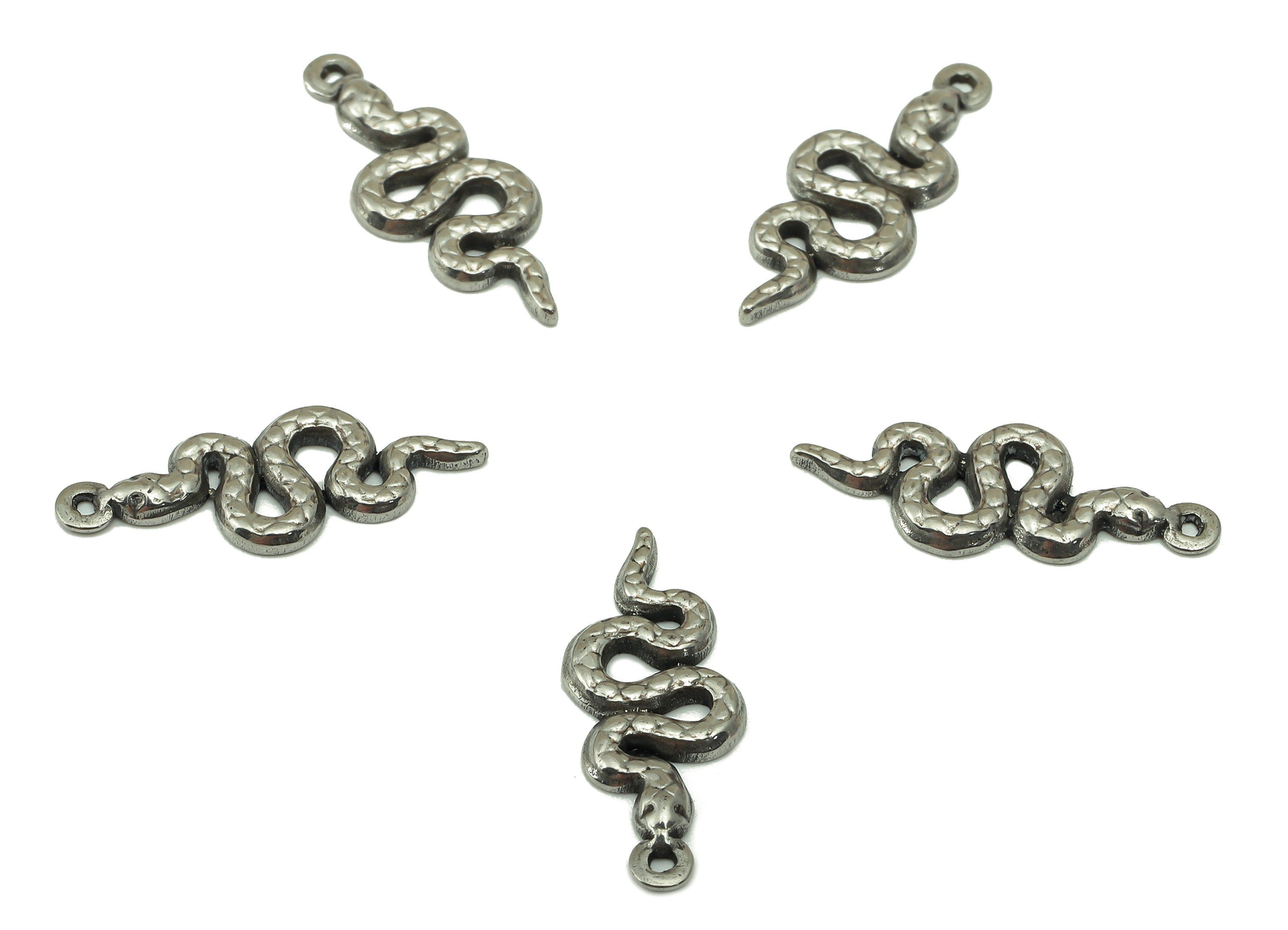Stainless Steel Snake Earring Charms - Stainless Steel Snake - Mini Snake Pendant- Steel Textured Animal Charm -20.31x 7.71x 1.29mm - SS1429 - DOMEDBAZAAR
