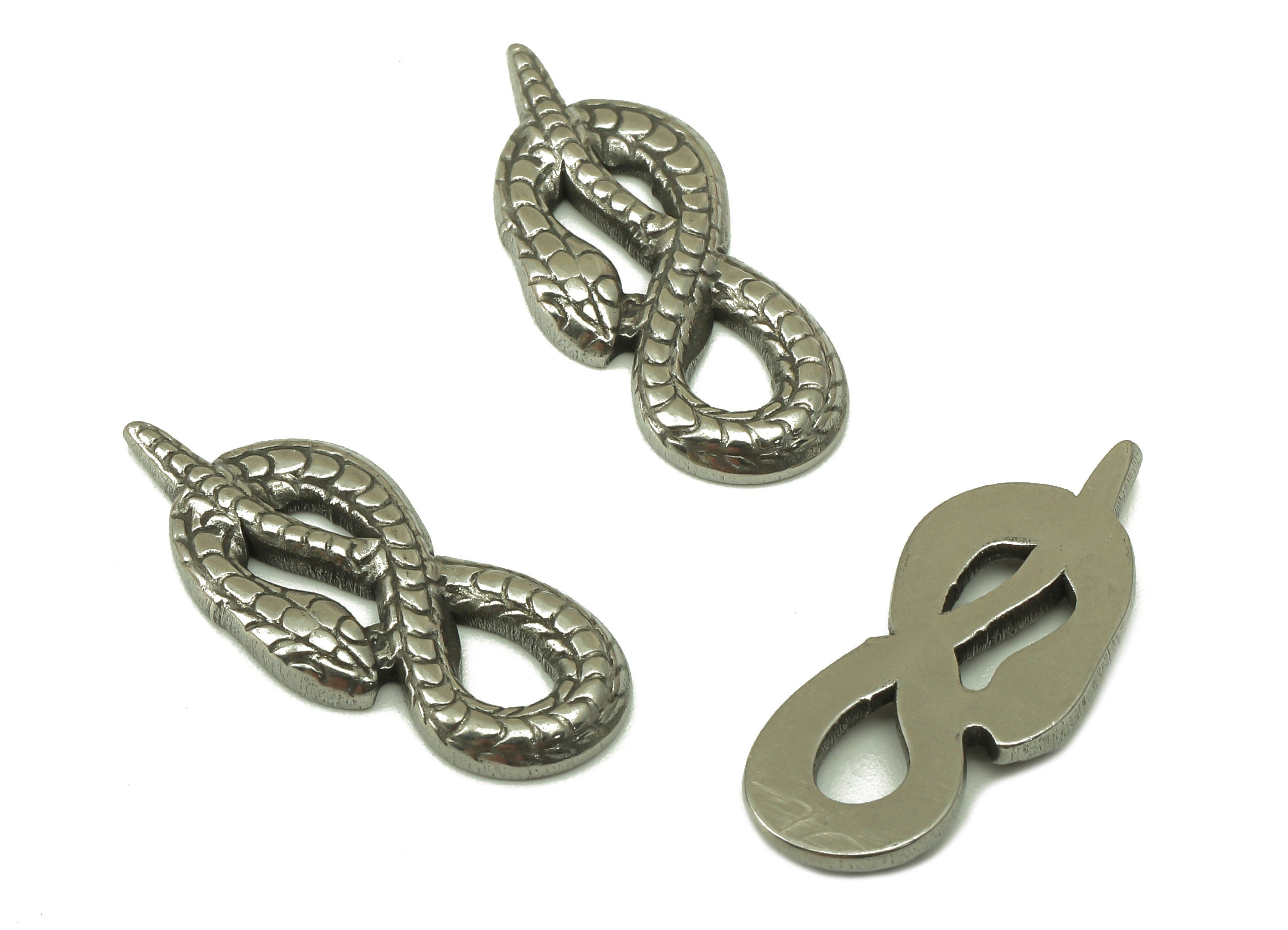 Stainless Steel Snake Earring Charms - Steel Cross Snake -Stainless Steel Snake - Steel Textured Animal Charm -25.8x 12.39x 2.24mm - SS1433 - DOMEDBAZAAR