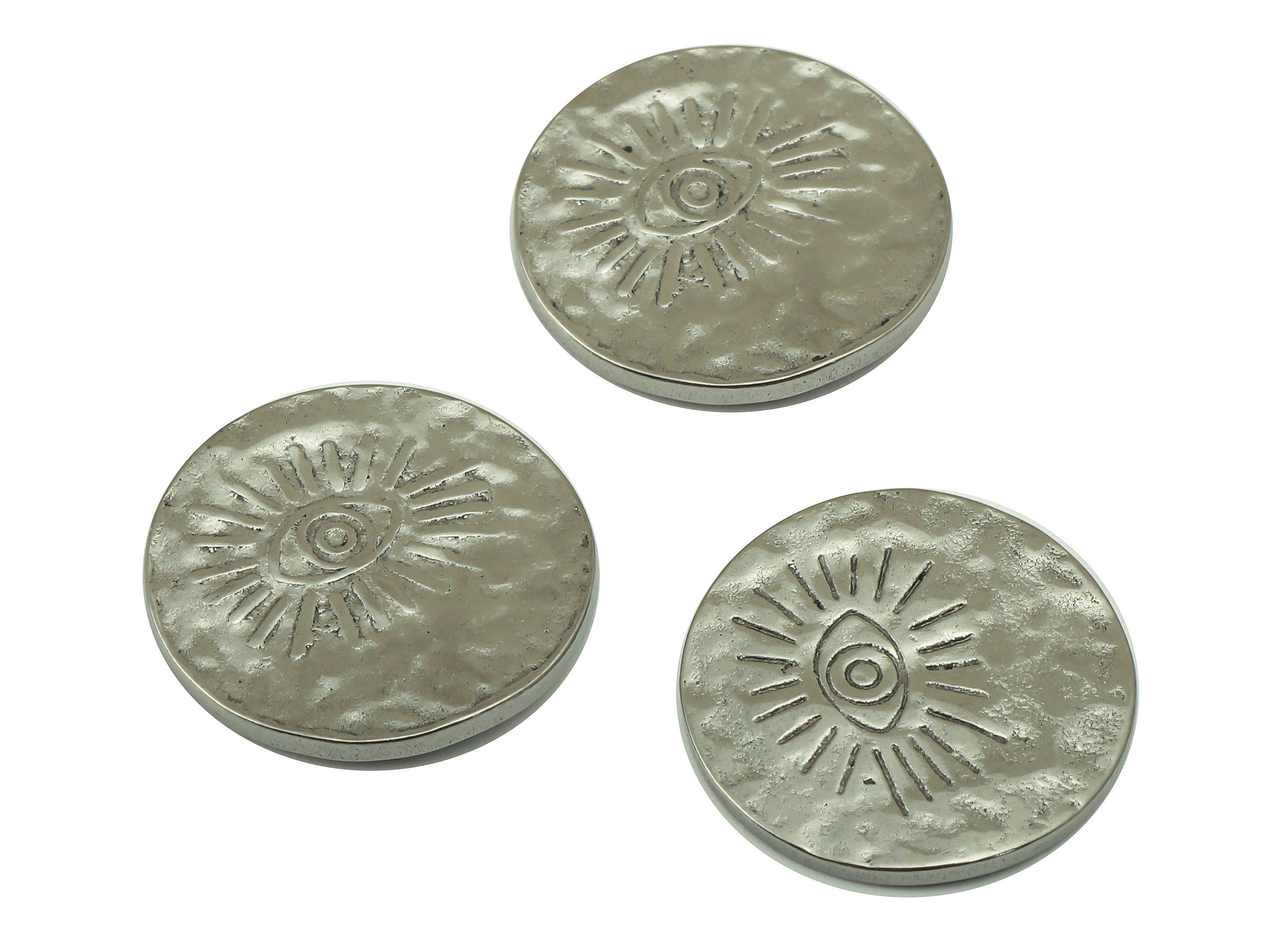 Stainless Steel Eye - Steel Hammered Sun Disc - For Earring - Steel Hammered Charm - Steel Round Disc - 16.27x 16.27 x 1.28mm - SS1443 - DOMEDBAZAAR