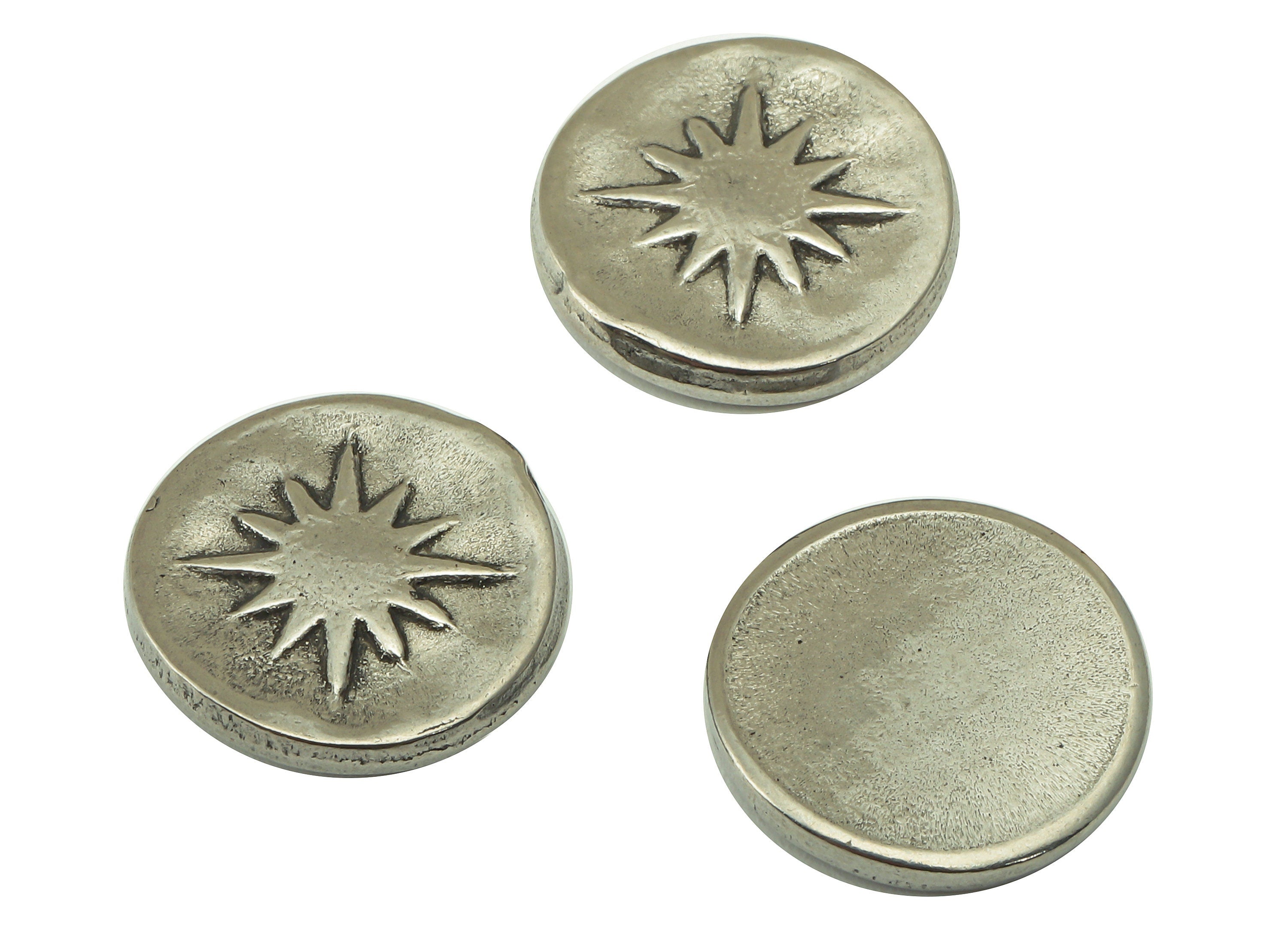 Stainless Steel Star Earring - Steel Round Disc Earring - 304 Stainless Steel - Steel Hammered - For Earring - 14.63 x 14.63 x2.22mm- SS1444 - DOMEDBAZAAR