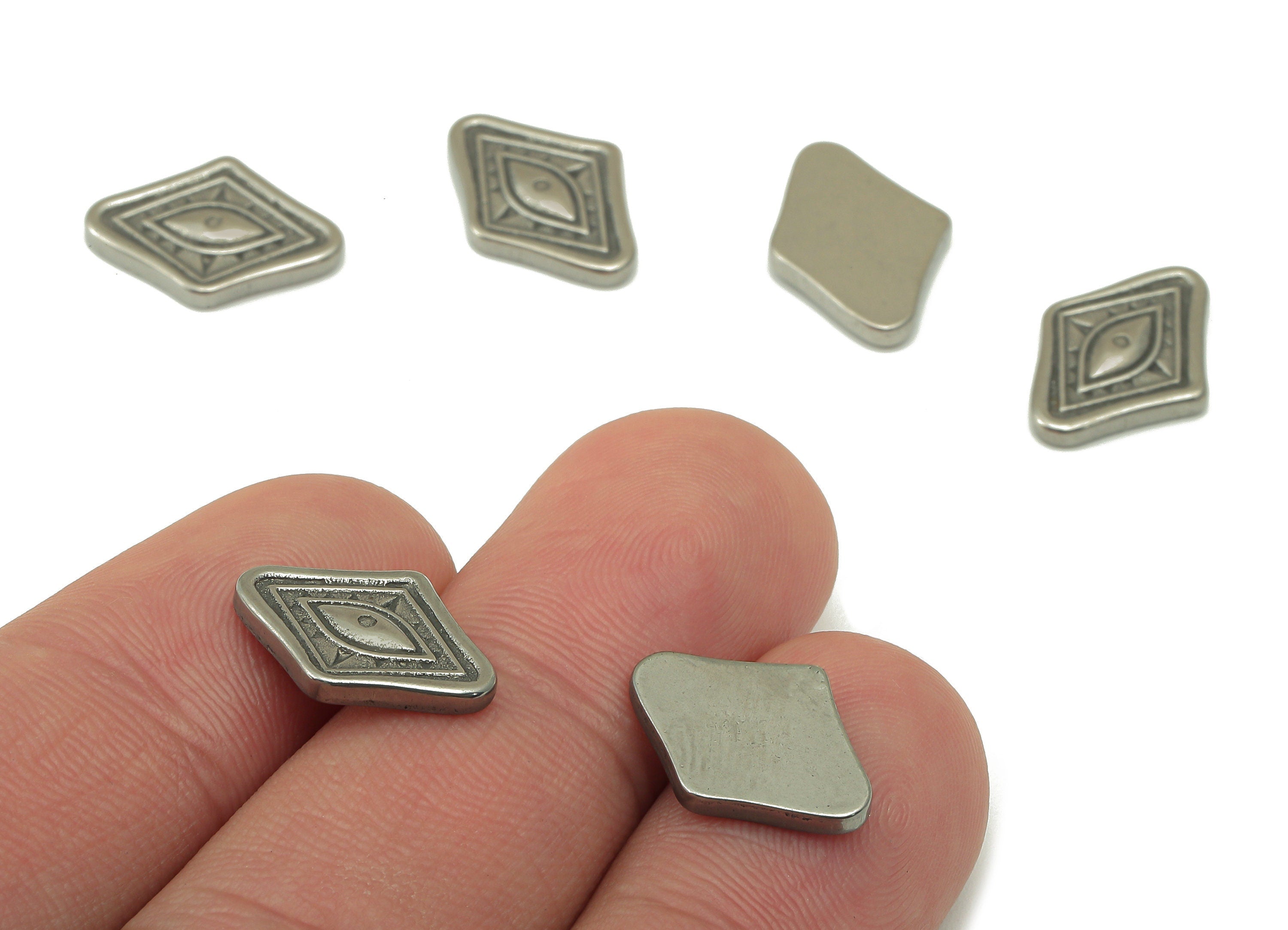 Stainless Steel Eye Earring - Steel Rhombus Eye - 304 Stainless Steel - Mini Steel - For Earring Stud-15.46x 11.21x 2.13mm - SS1449 - DOMEDBAZAAR