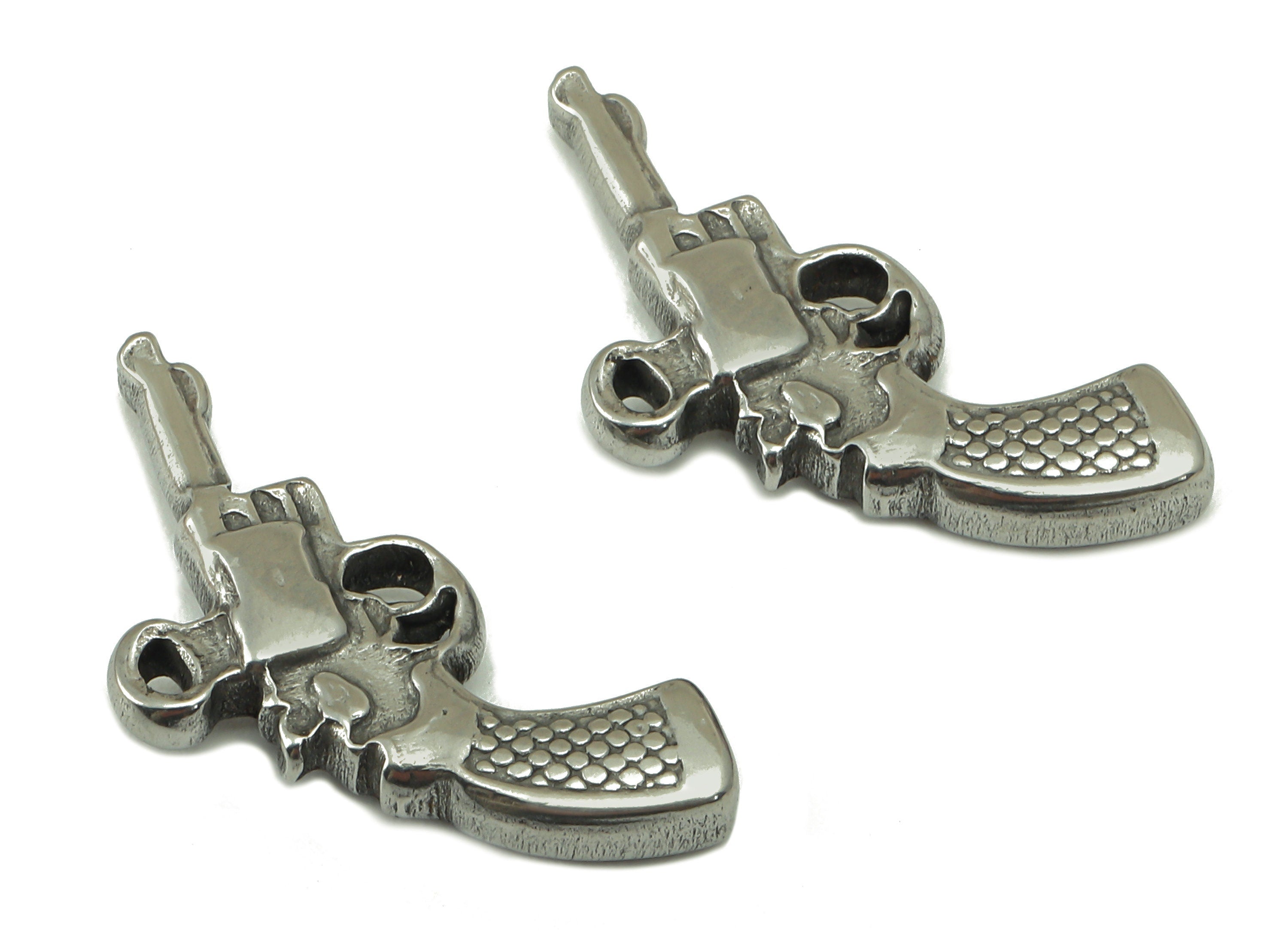 Stainless Steel Gun Earring Charm - Steel Mini Gun Charm - 304 Stainless Steel -Mini Gun Pendant - Whell Gun Figure -24.97x11x3.2mm - SS1450 - DOMEDBAZAAR