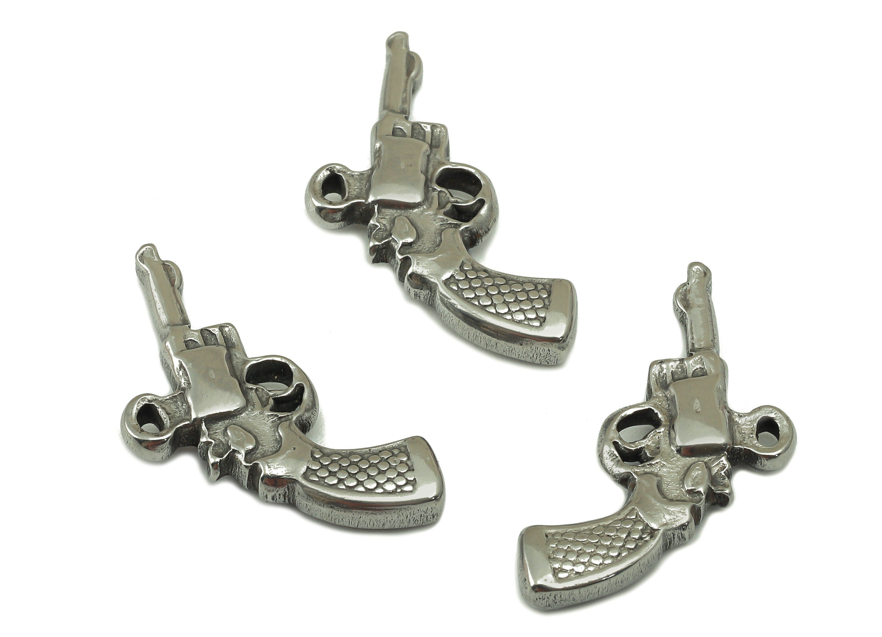 Stainless Steel Gun Earring Charm - Steel Mini Gun Charm - 304 Stainless Steel -Mini Gun Pendant - Whell Gun Figure -24.97x11x3.2mm - SS1450 - DOMEDBAZAAR