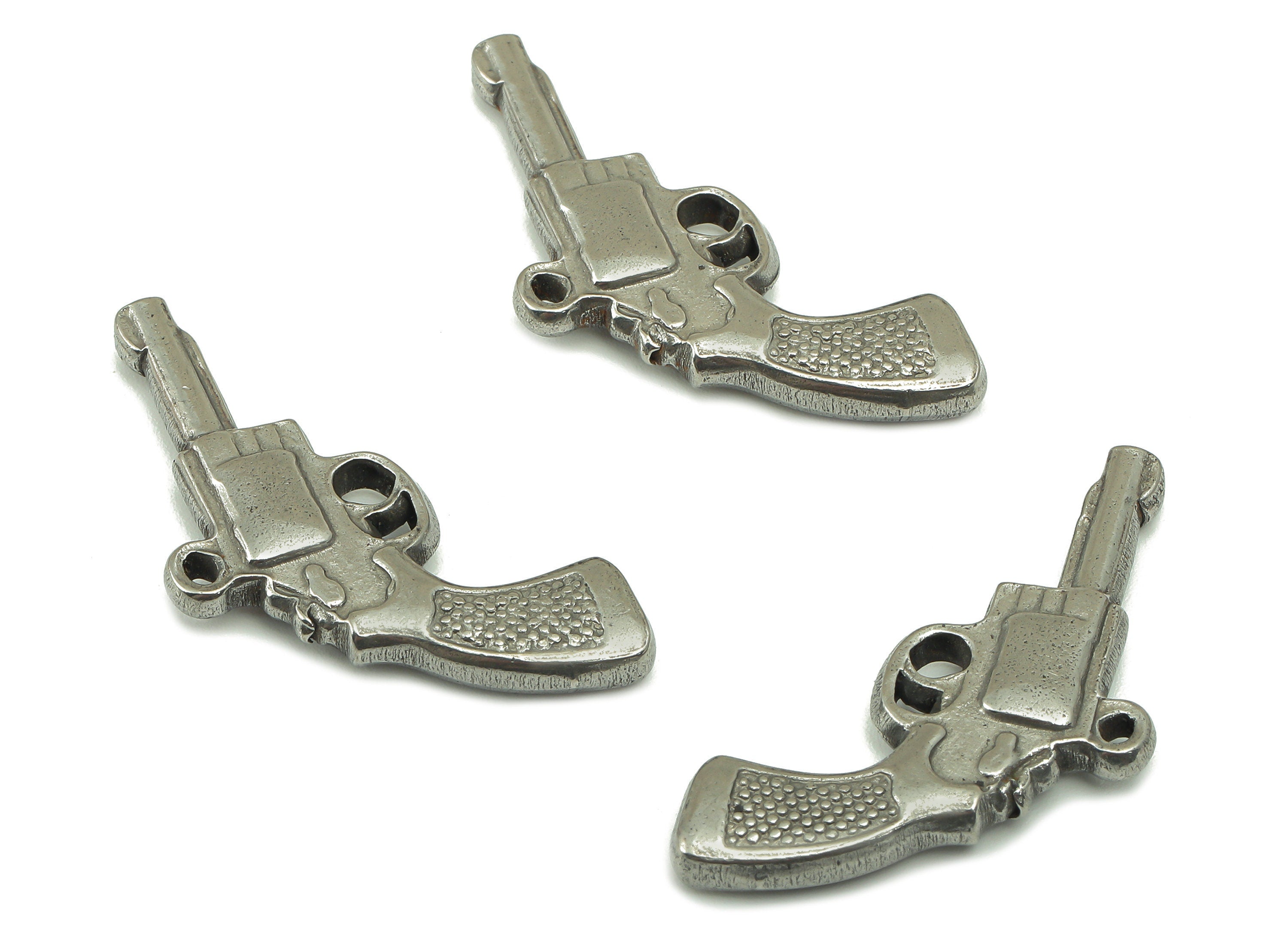 Stainless Steel Gun Earring Charm - Steel Gun Charm - 304 Stainless Steel -Mini Gun Pendant - Whell Gun Figure -35.5 x14.7 x 3.87mm - SS1451 - DOMEDBAZAAR