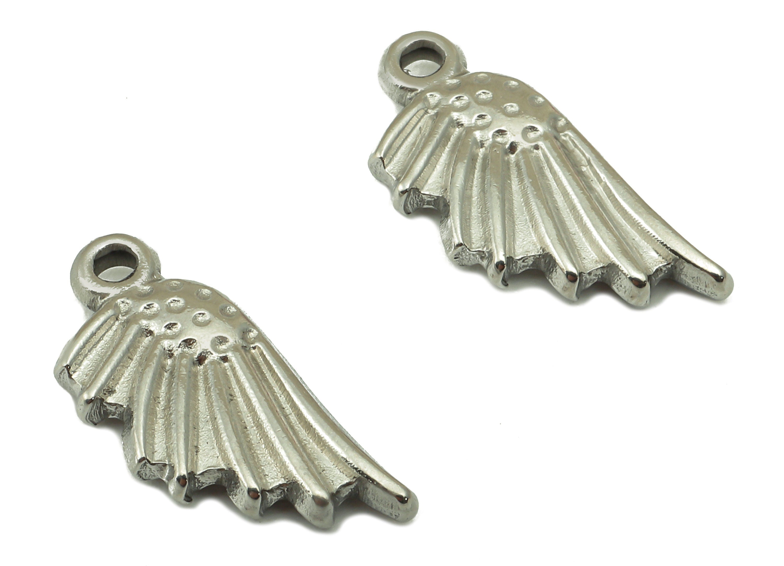 Stainless Steel Wing Earring Charm - Steel Angle Wing Charm - 304 Stainless Steel -Steel Fishtail Pendant -18.04x 8.19x 2.76mm - SS1454 - DOMEDBAZAAR