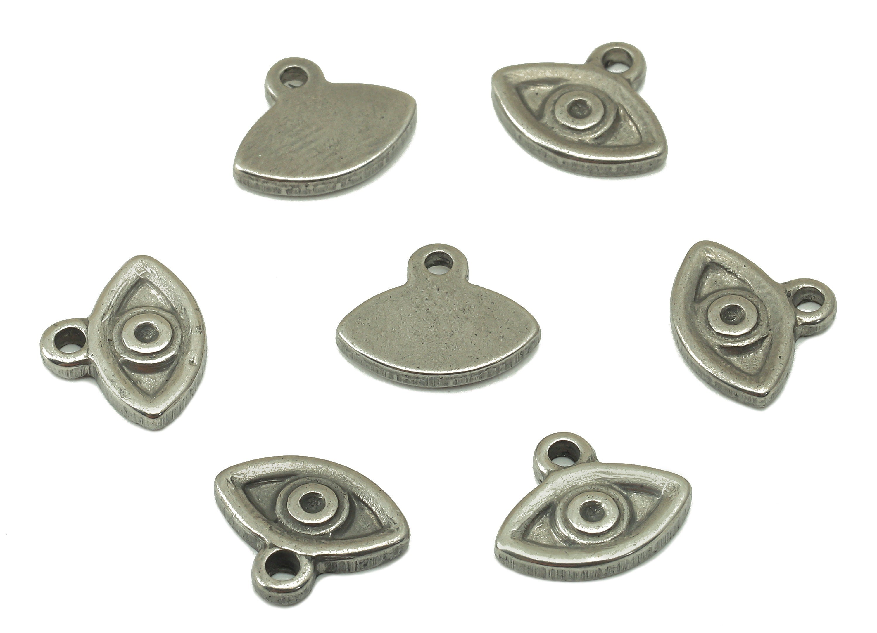 Stainless Steel Eye Earring Charm - Steel Mini Eye Charm - 304 Stainless Steel -Steel Eye Charm -10.6 x 8.7 x 1.61mm - SS1458 - DOMEDBAZAAR