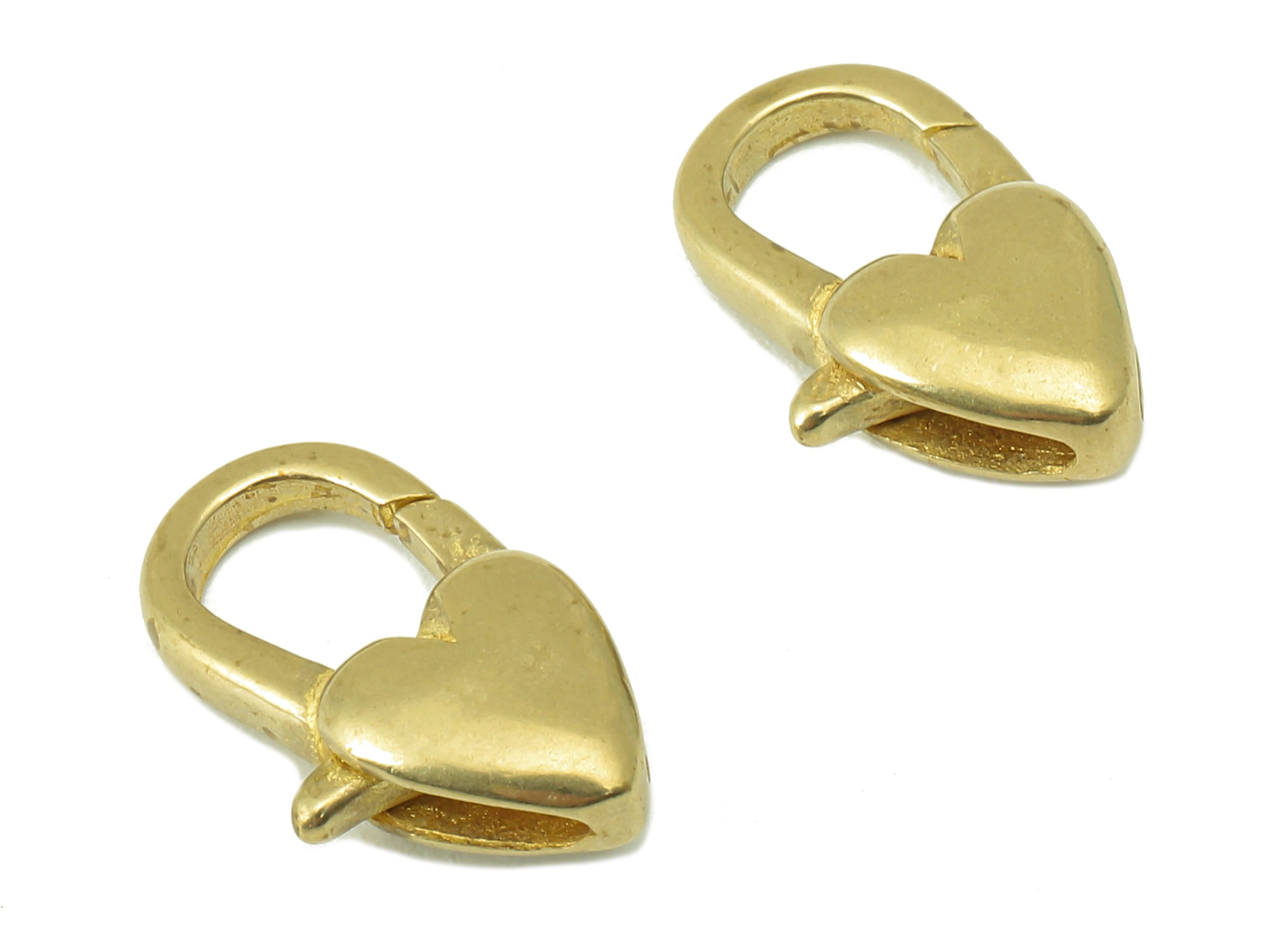 Brass Heart Lobster Clasp - Raw Brass Heart Lobster Clasps - Parrot Clasp- Jewelry Supplies - For Necklace -15.48 x 9.25 x 4.41mm - PP8338 - DOMEDBAZAAR