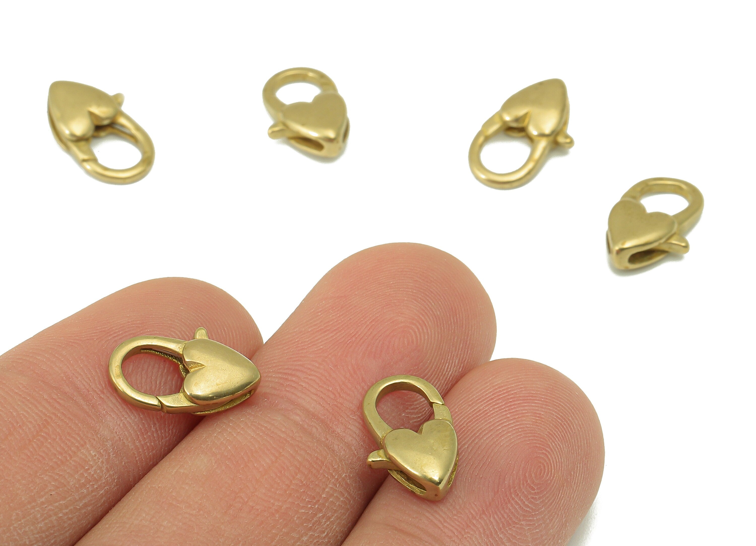 Brass Heart Lobster Clasp - Raw Brass Heart Lobster Clasps - Parrot Clasp- Jewelry Supplies - For Necklace -13.68x 8.18x 4.05mm - PP8339 - DOMEDBAZAAR