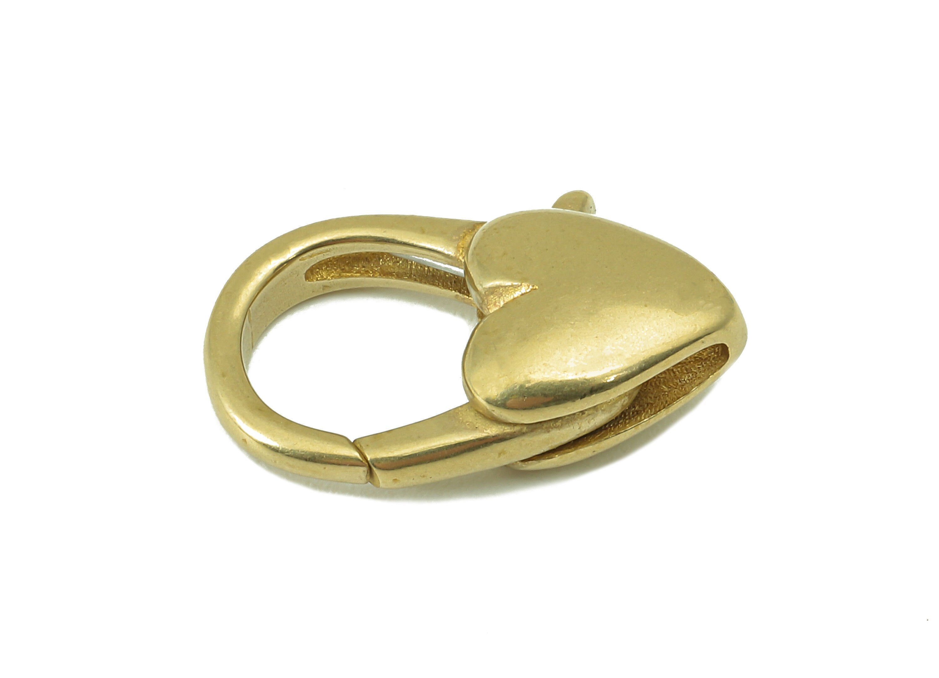 Brass Heart Lobster Clasp - Raw Brass Heart Lobster Clasps - Parrot Clasp- Jewelry Supplies - For Necklace -20.57 x 11.85x 5.81mm - PP8341 - DOMEDBAZAAR