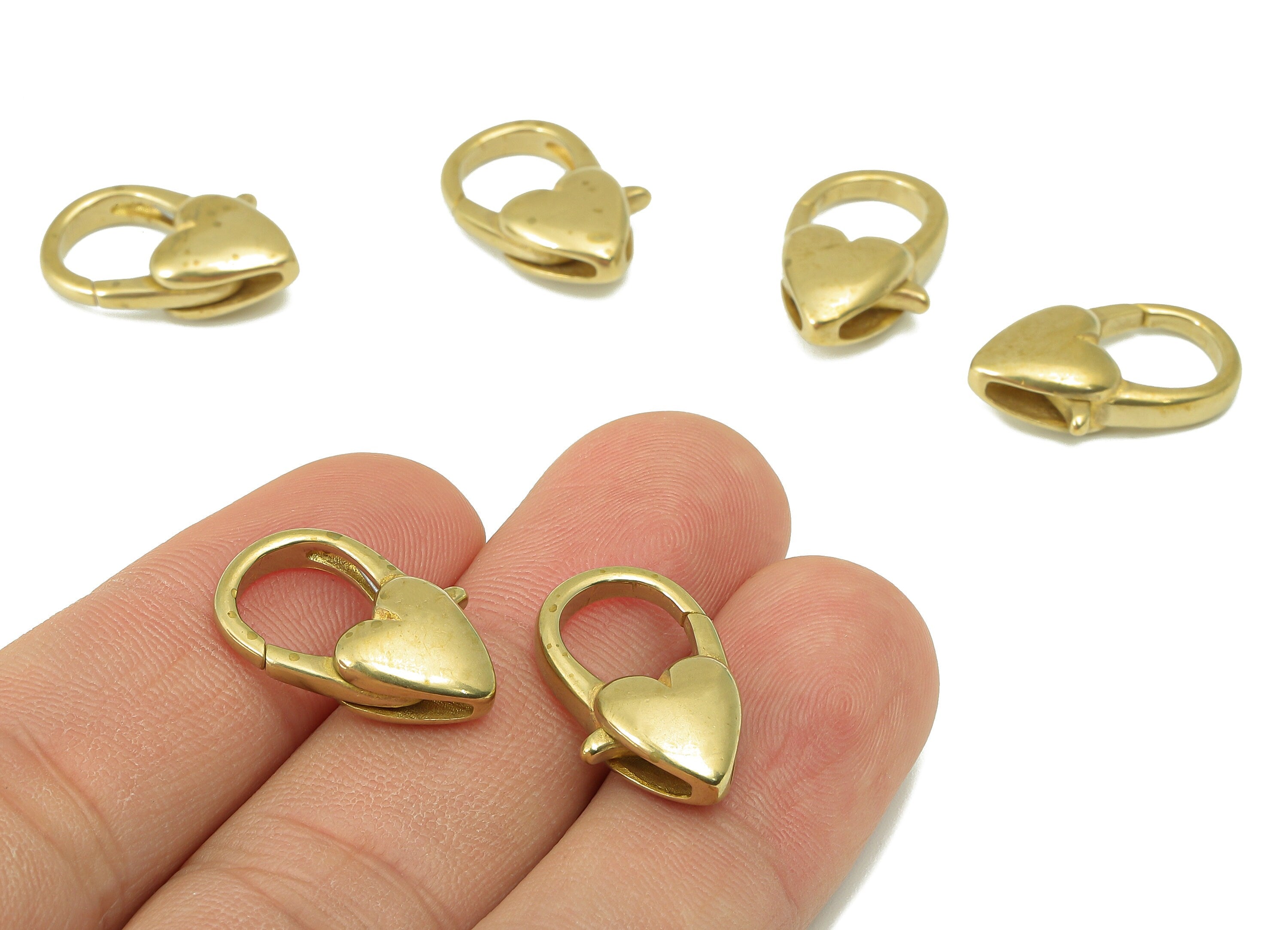 Brass Heart Lobster Clasp - Raw Brass Heart Lobster Clasps - Parrot Clasp- Jewelry Supplies - For Necklace -20.57 x 11.85x 5.81mm - PP8341 - DOMEDBAZAAR